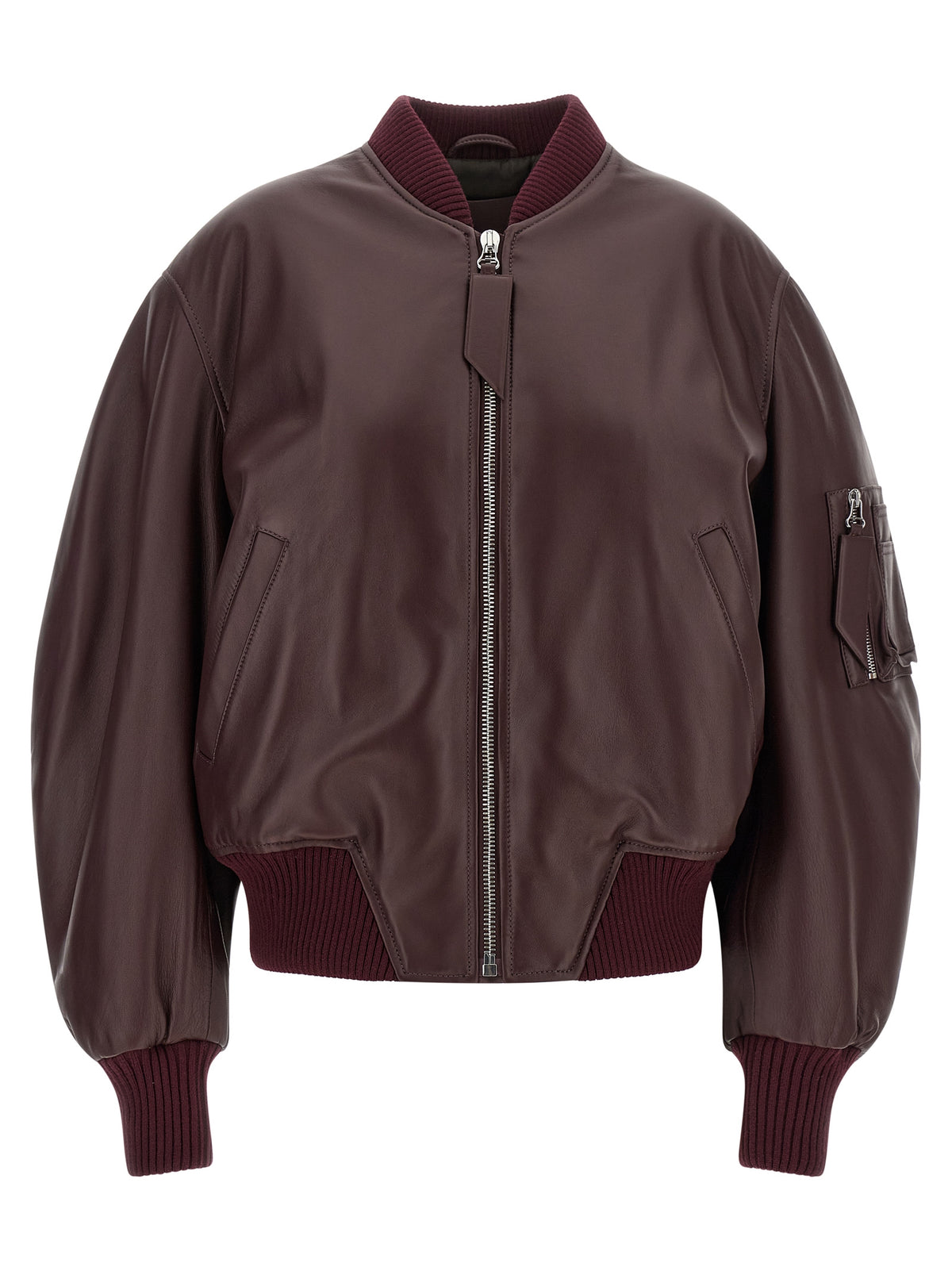 Indulge in the exquisite allure of The Attico Bordeaux Lamb Leather Jacket, where luxurious craftsmanship meets an oversized silhouette, perfect for elevating any ensemble.