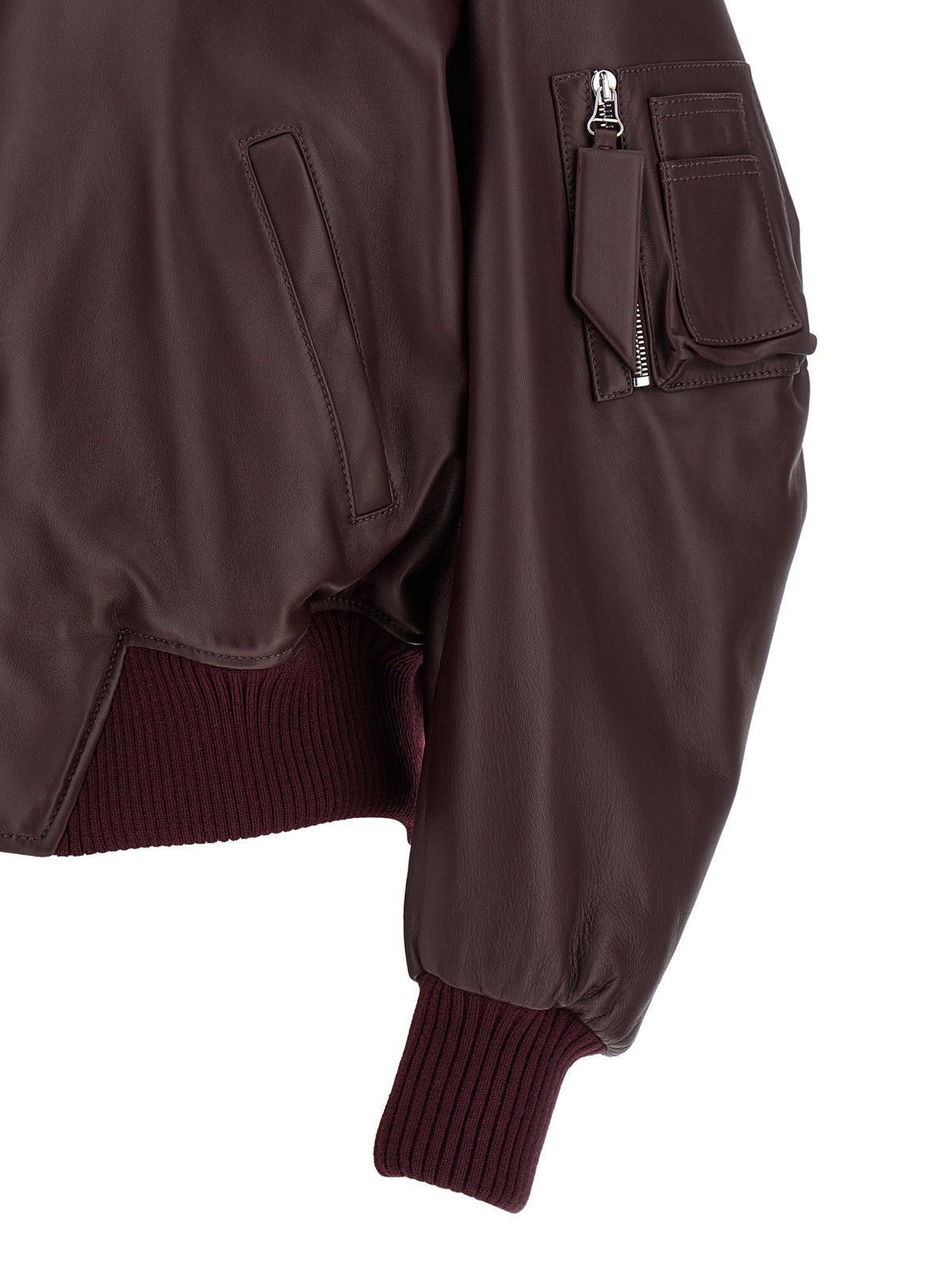 Elevate your wardrobe with The Attico Bordeaux Lamb Leather Jacket, a masterpiece of pure lambskin, blending artistry and sophistication for the discerning fashion connoisseur.