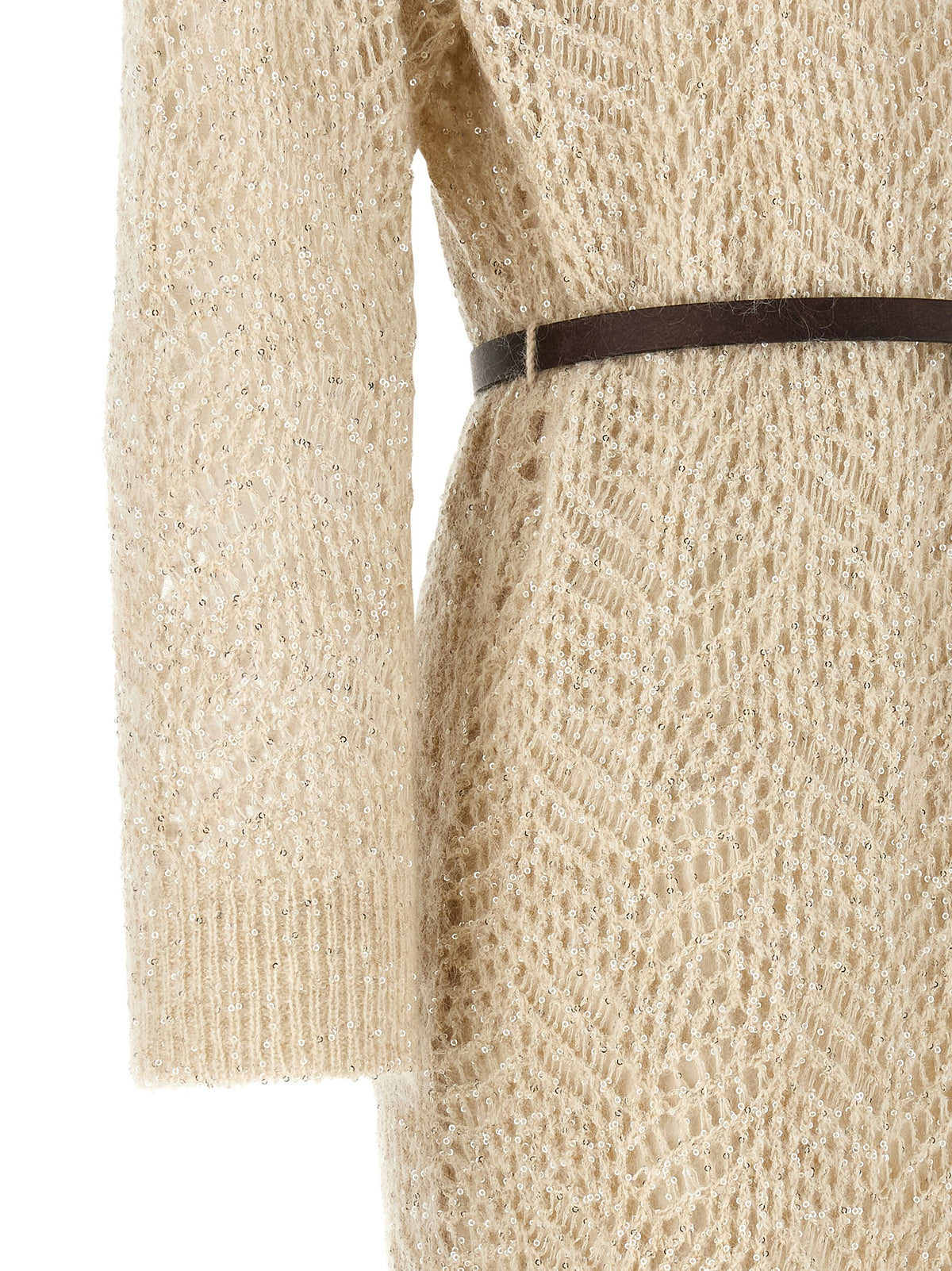 Experience the allure of the Brunello Cucinelli Beige Polyamide Midi Dress, a masterpiece of sophisticated craftsmanship and timeless elegance, perfect for any occasion.