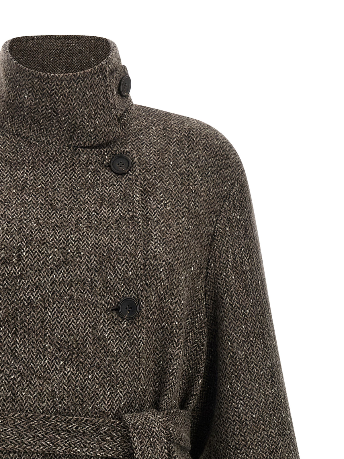 Elevate your winter wardrobe with the Brunello Cucinelli Brown Virgin Wool Coat, a masterpiece of sartorial elegance crafted from fine virgin wool and lamé thread.