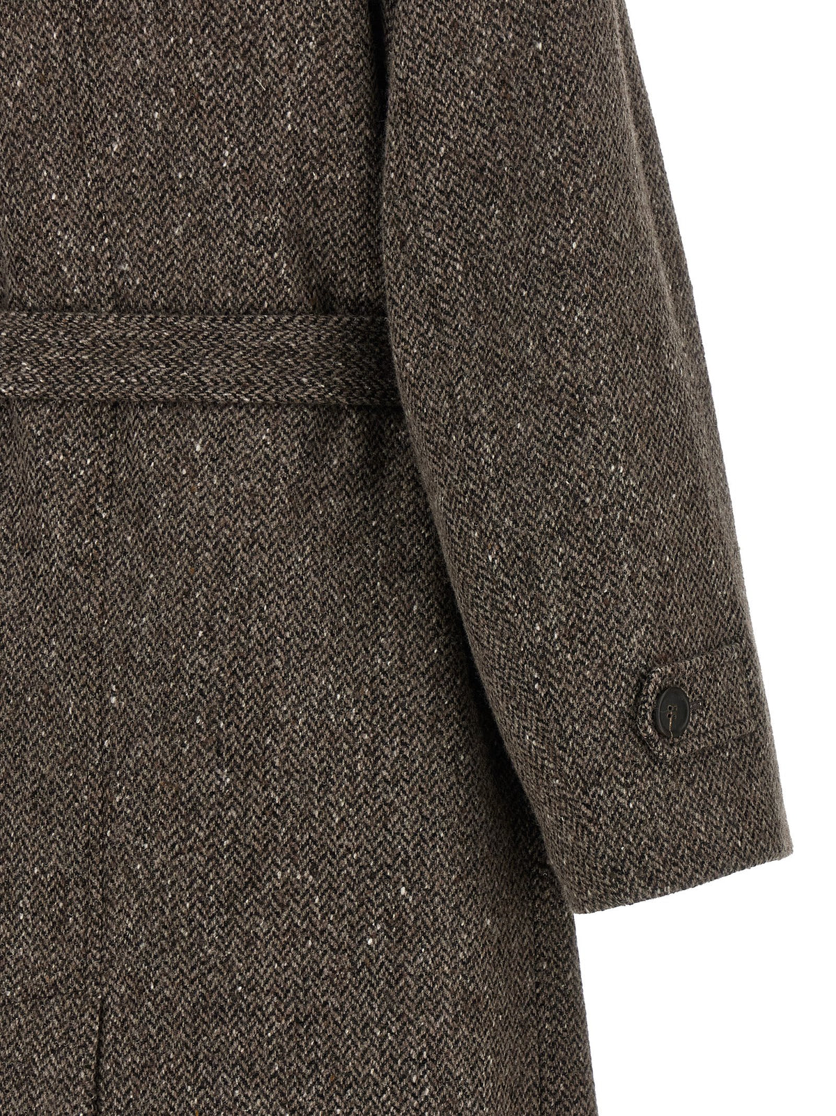 Discover the Brunello Cucinelli Brown Virgin Wool Coat, a masterpiece of sartorial elegance, crafted from fine virgin wool with a touch of lamé, embodying timeless luxury and sophistication.