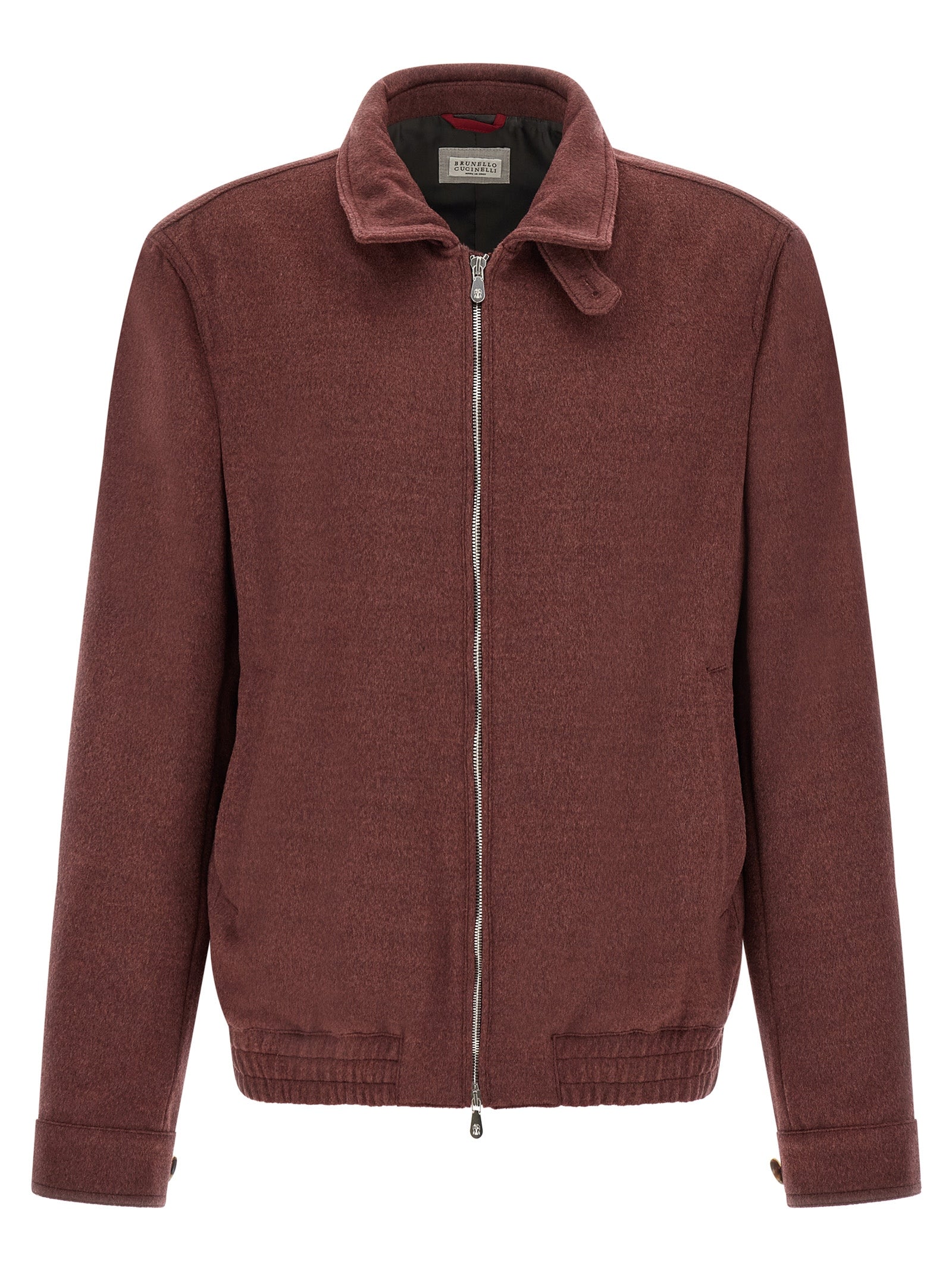 Experience the exquisite Brunello Cucinelli Bordeaux Virgin Wool Bomber, a testament to Italian craftsmanship that elevates your wardrobe with timeless elegance and luxurious allure.