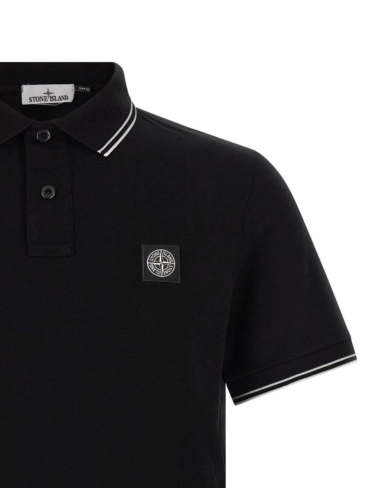 Stone Island Black Cotton Polo Shirt - Timeless Luxury Elegance