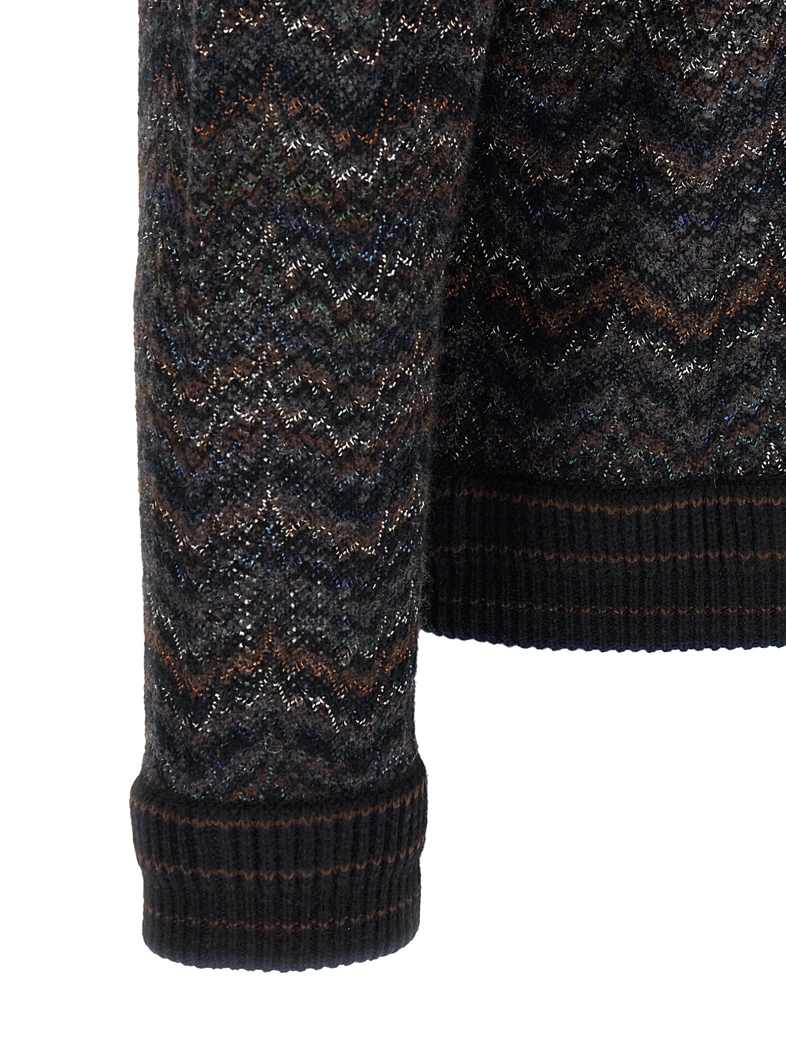 Elevate your wardrobe with the Missoni Multicolor Cashmere Cardigan, an exquisite blend of cashmere and viscose, embodying timeless luxury and artisanal elegance.