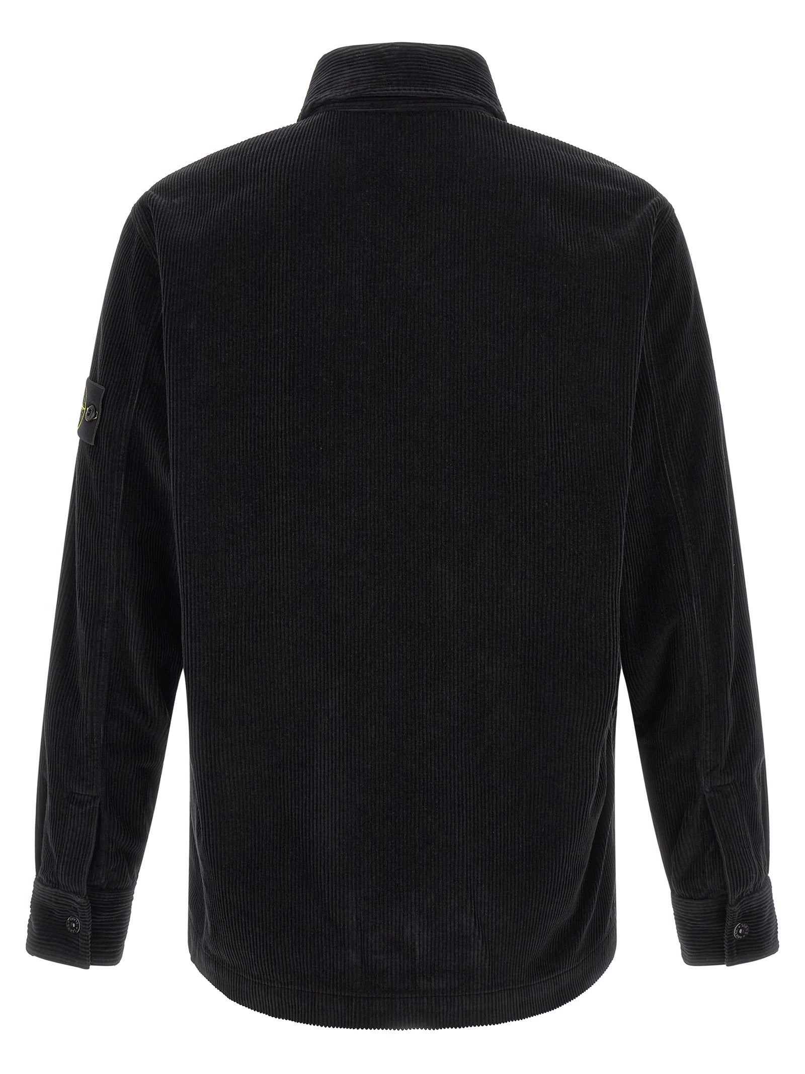 Elevate your wardrobe with the Stone Island Black Cotton Blouse, a luxurious blend of 100% cotton corduroy, embodying timeless elegance and sophisticated craftsmanship.