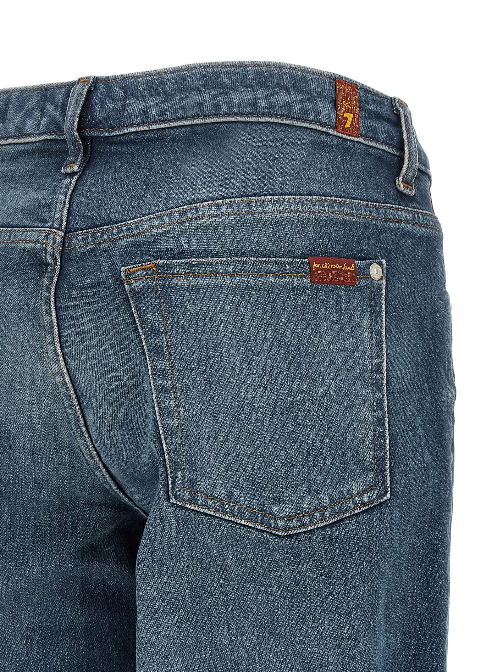 Indulge in the exquisite 7 For All Mankind Blue Cotton Tapered Jeans, where luxurious cotton denim meets refined craftsmanship for a timeless wardrobe essential.