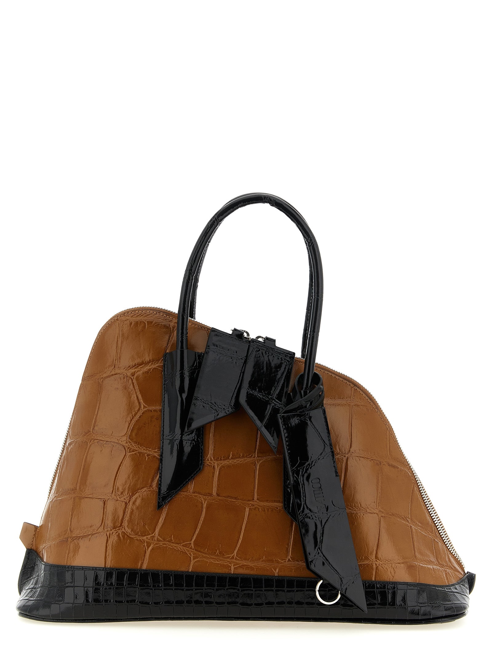 Discover the Attico Brown Calf Leather Bos Taurus Handbag, a luxurious statement piece crafted from premium cowhide, embodying elegance and sophistication for every occasion.