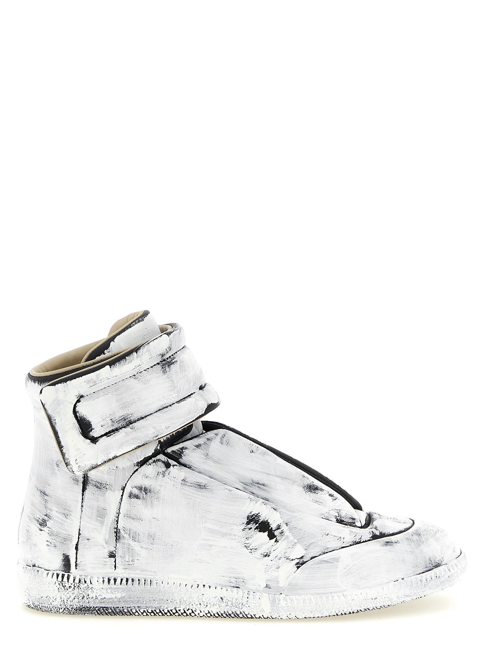 Experience the exquisite Maison Margiela Bicolor Calfskin Athletic Sneakers, where luxurious calfskin meets avant-garde design, perfect for the discerning individual.