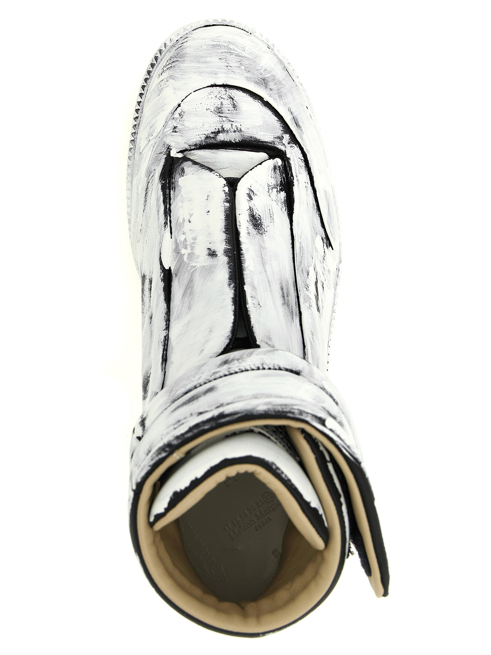 Indulge in the Maison Margiela Bicolor Calfskin Athletic Sneakers, where exquisite craftsmanship meets avant-garde elegance, perfect for the discerning connoisseur.