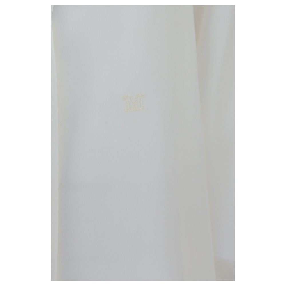 Experience the epitome of elegance with the Max Mara White Silk Dress Shirt, crafted from sumptuous silk crepe de chine, perfect for those who define luxury.