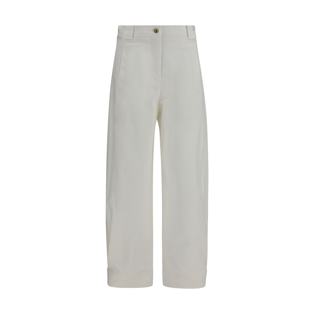 Max Mara White Cotton Cropped Pants - Effortless Elegance