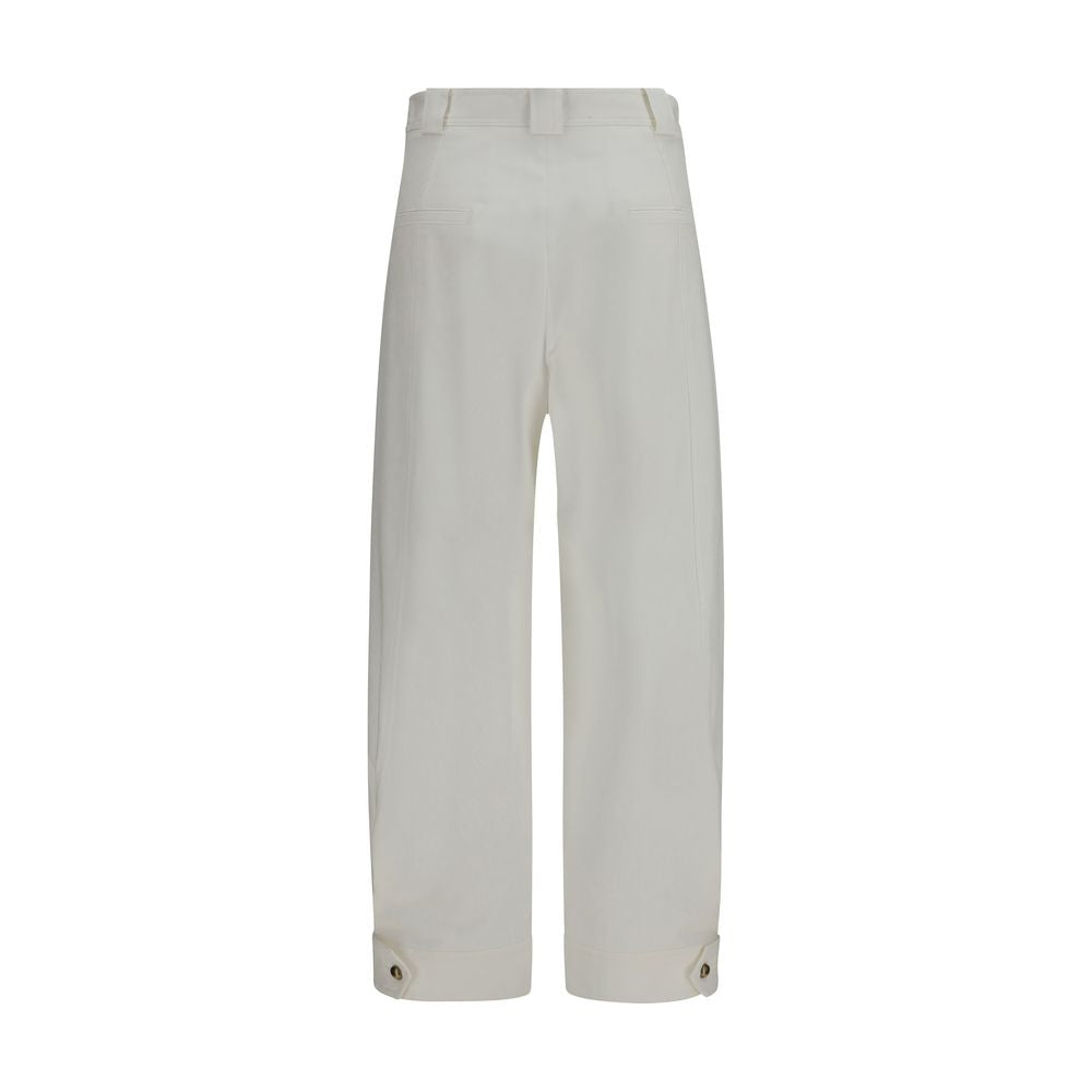 Max Mara White Cotton Cropped Pants - Effortless Elegance
