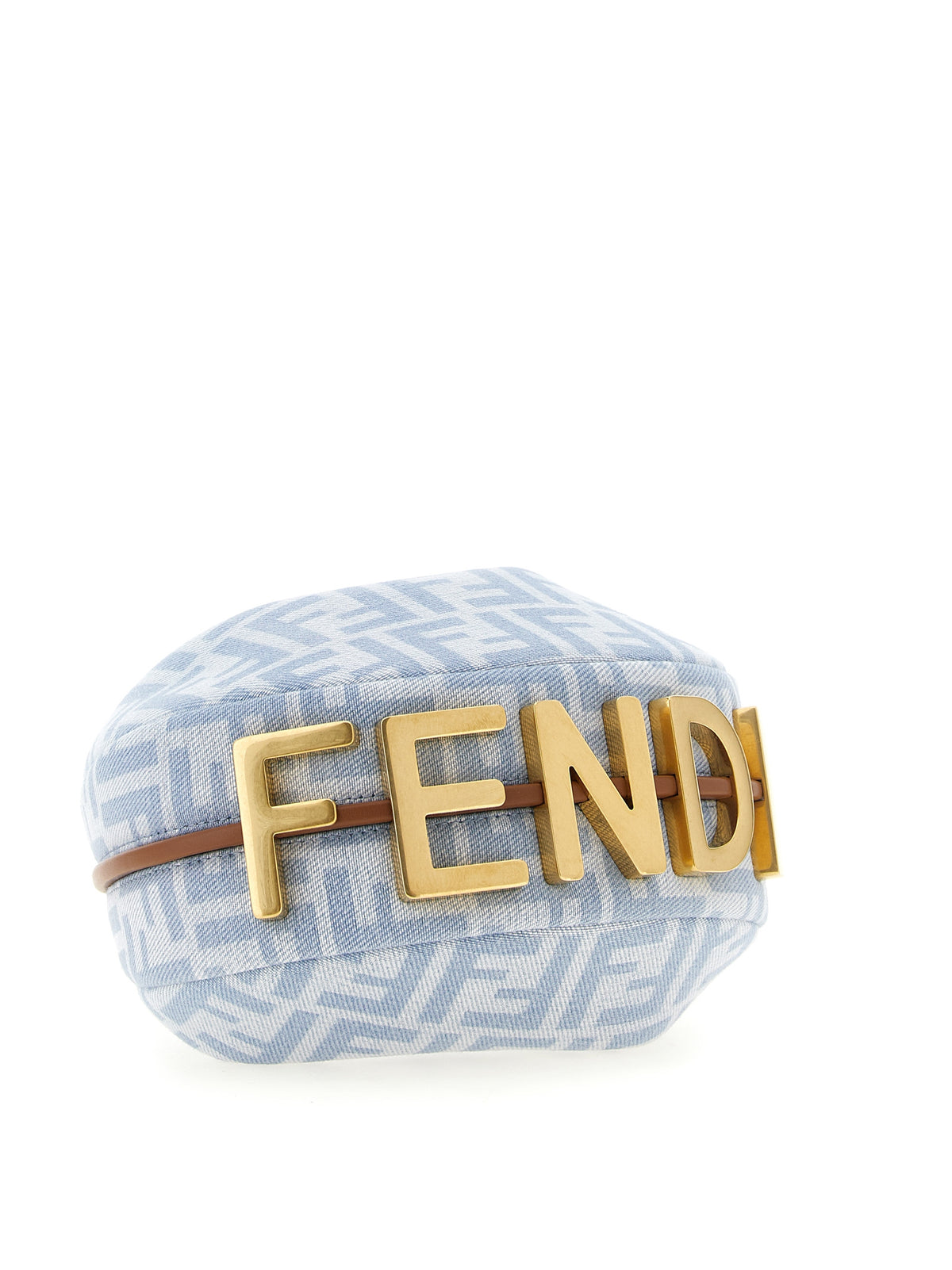 Elevate your style with the Fendi Blue Cotton Handbag, a masterpiece of structured denim and vintage gold accents, embodying modern elegance and timeless luxury.