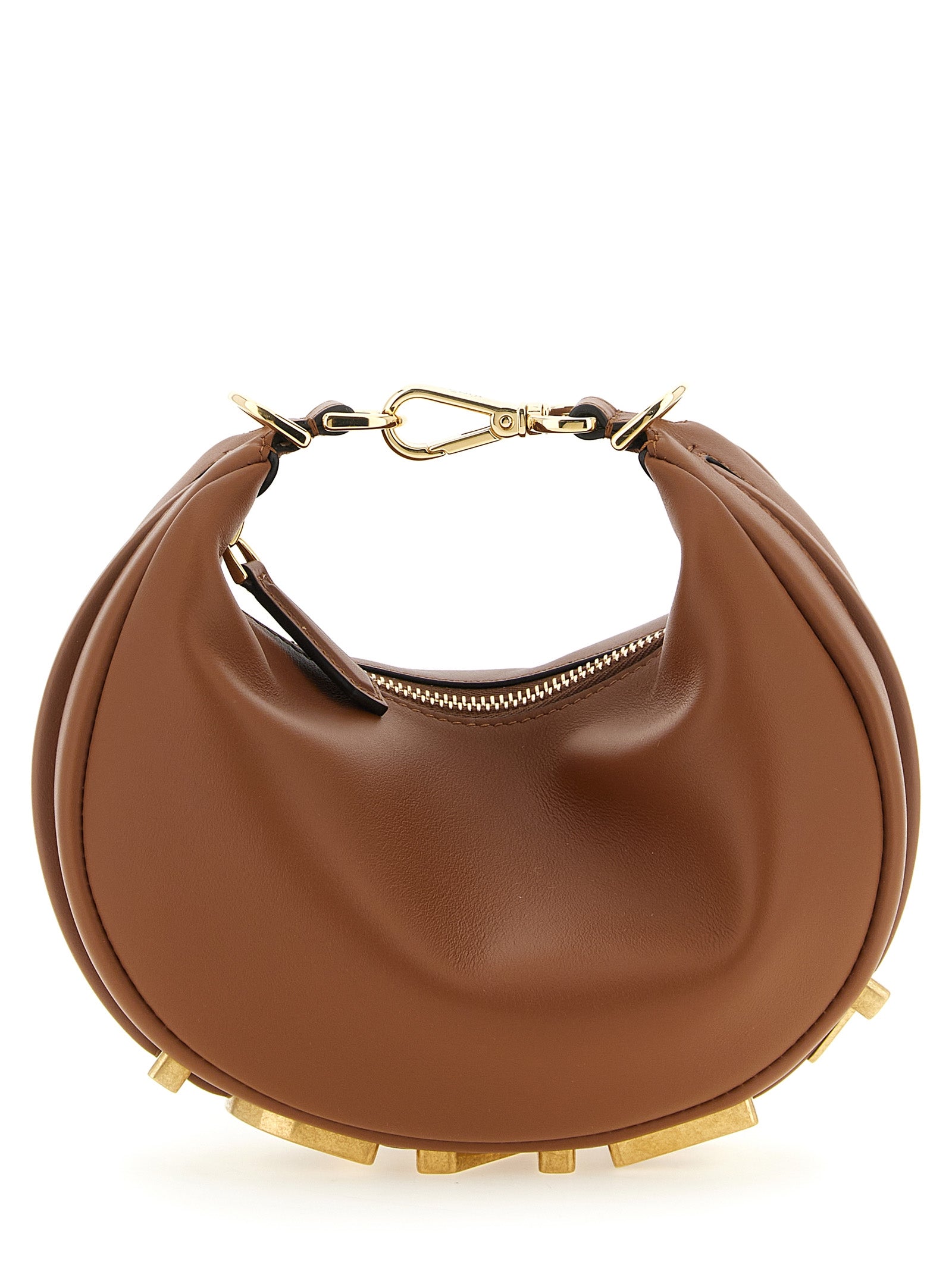 Discover the Fendi Brown Calfskin Handbag, a masterpiece of architectural elegance crafted from sumptuous leather, embodying modern luxury for the discerning individual.