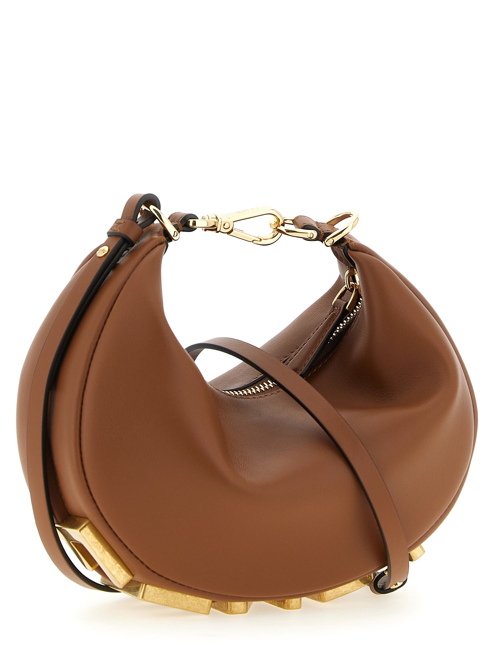 Elevate your style with the Fendi Brown Calfskin Handbag, a masterpiece of architectural elegance and sumptuous craftsmanship, perfect for the discerning individual.