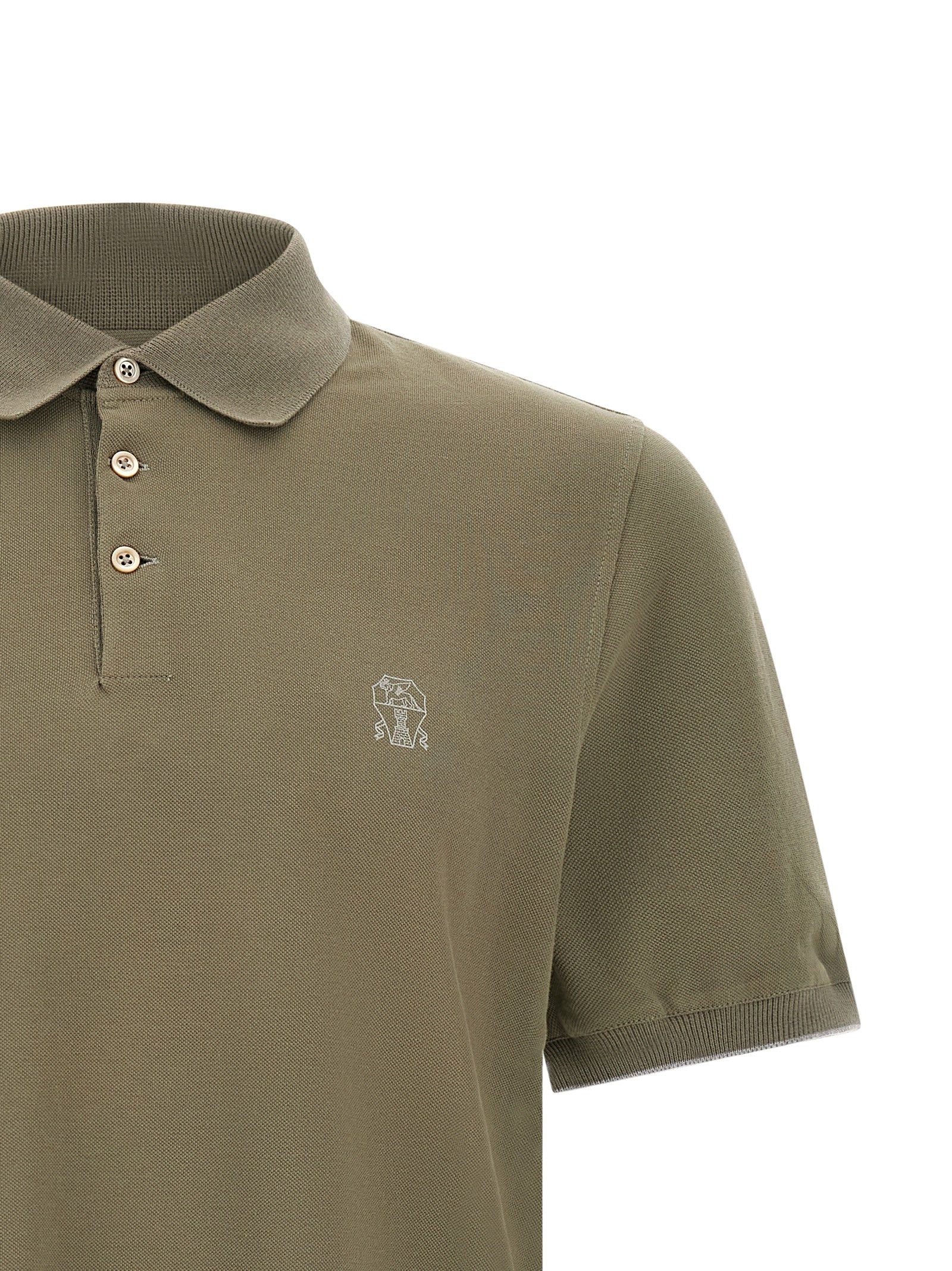 Brunello Cucinelli Bicolor Cotton Polo Shirt
