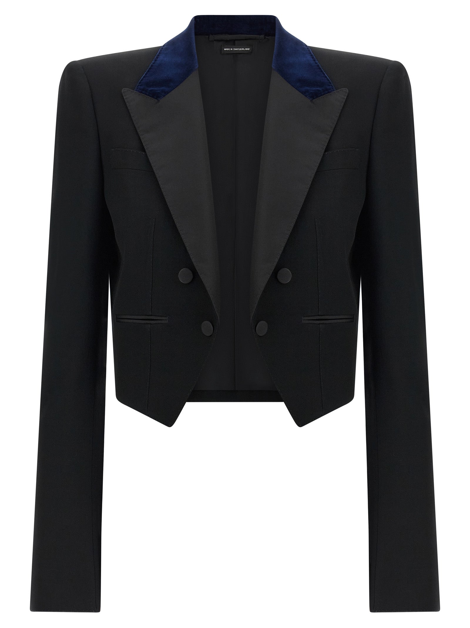 Elevate your style with the TOM FORD Black Wool Blazer, a masterpiece of pure wool craftsmanship, exuding timeless luxury and sophistication for any occasion.