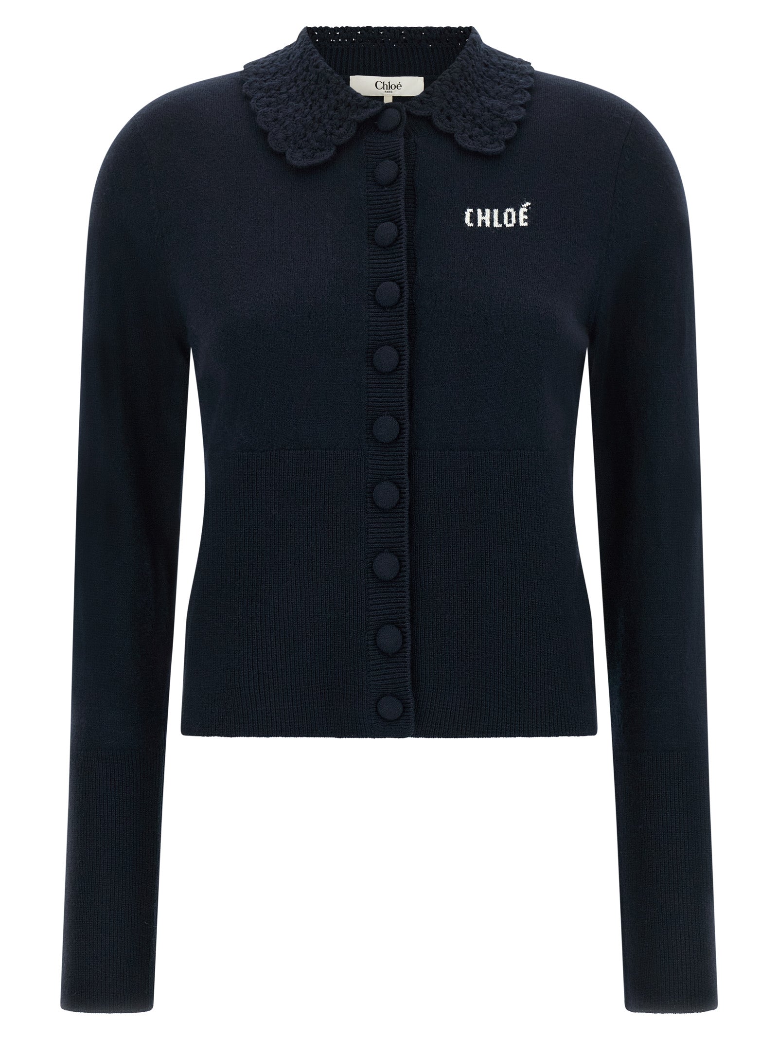 Indulge in timeless elegance with Chloé's Blue Wool Cardigan, a luxurious blend of sophistication and style, perfect for the discerning fashion connoisseur.