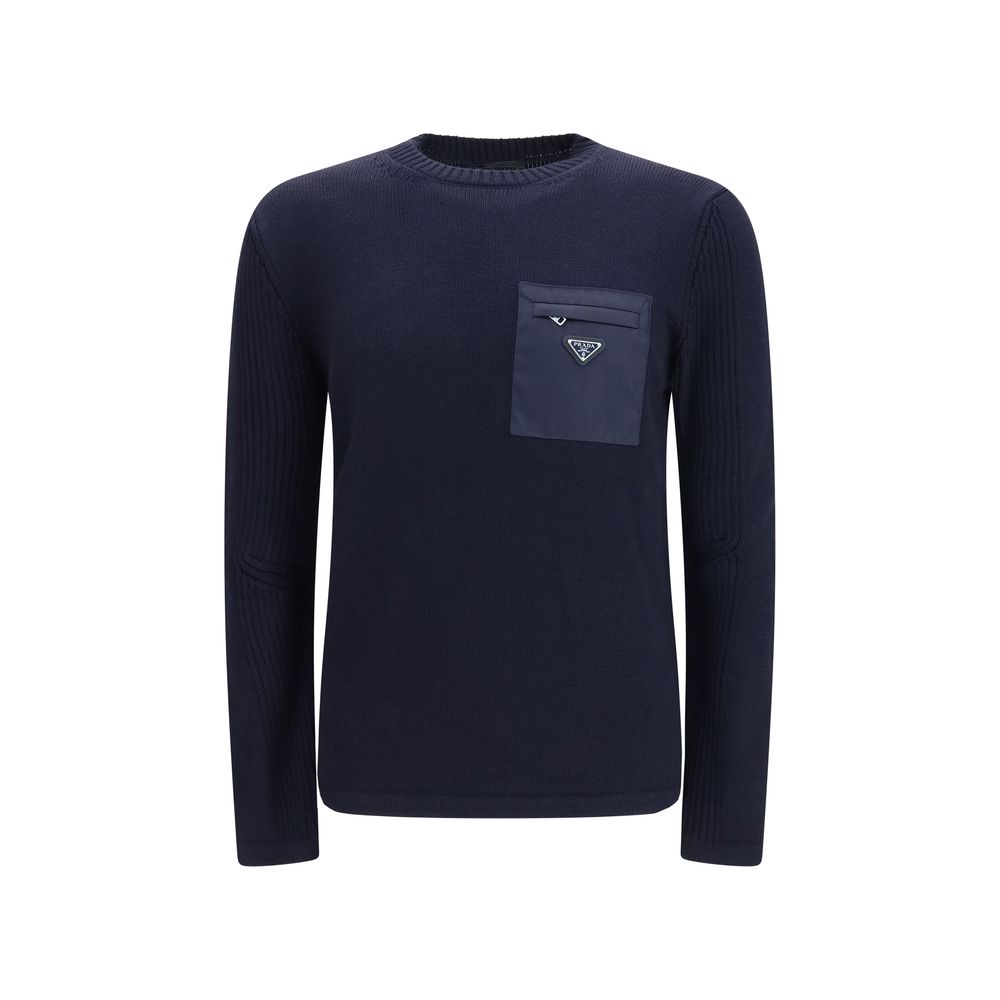Prada Blue Wool Oves Aries Sweatshirt - Luxurious Comfort Redefined