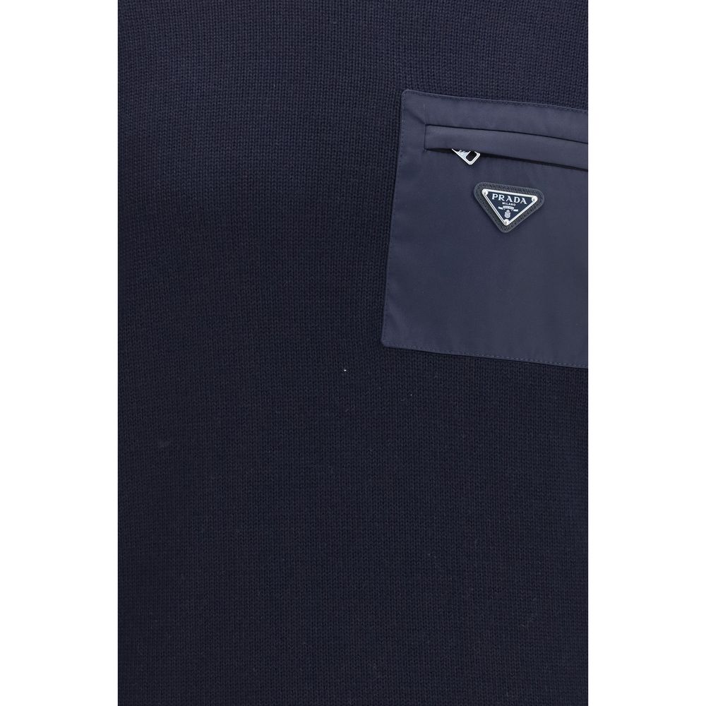 Prada Blue Wool Oves Aries Sweatshirt - Luxurious Comfort Redefined
