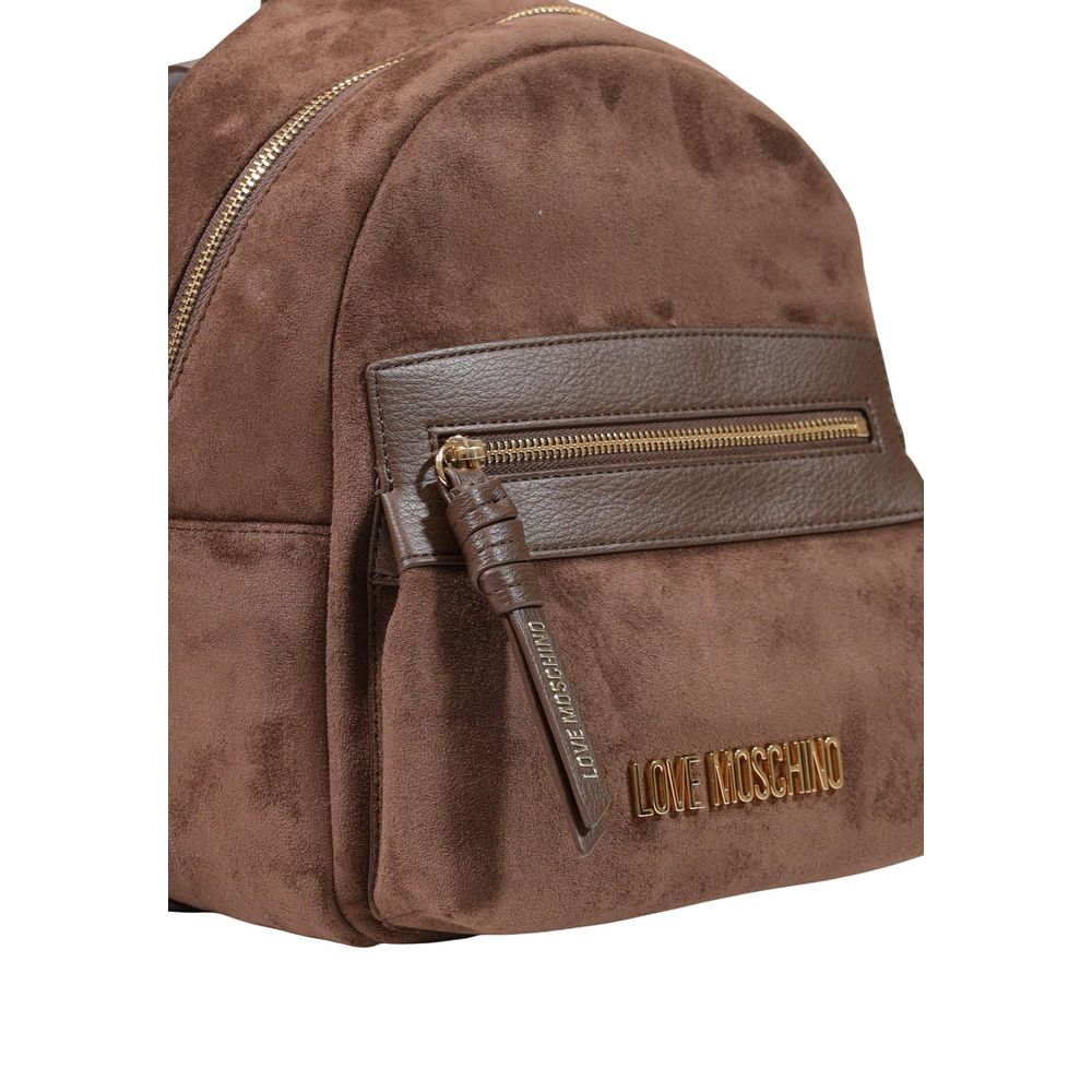 Elevate your style with the Love Moschino Brown Polyester Backpack, a luxurious blend of practicality and elegance, crafted from premium materials for the discerning individual.