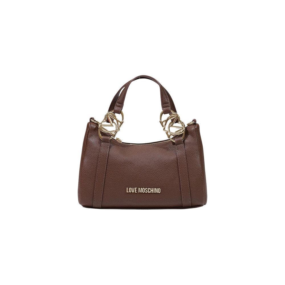 Discover the Love Moschino Brown Polyethylene Handbag from the FW26 collection, a luxurious blend of pebbled elegance and playful sophistication for the discerning individual.