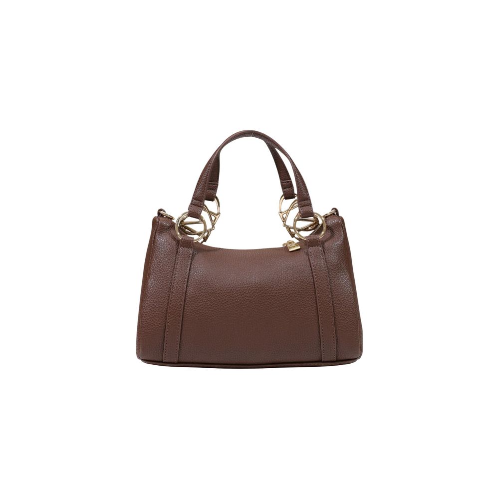 Elevate your style with the Love Moschino Brown Polyethylene Handbag, a masterpiece of pebbled polyurethane that embodies sophistication and playful elegance for every occasion.