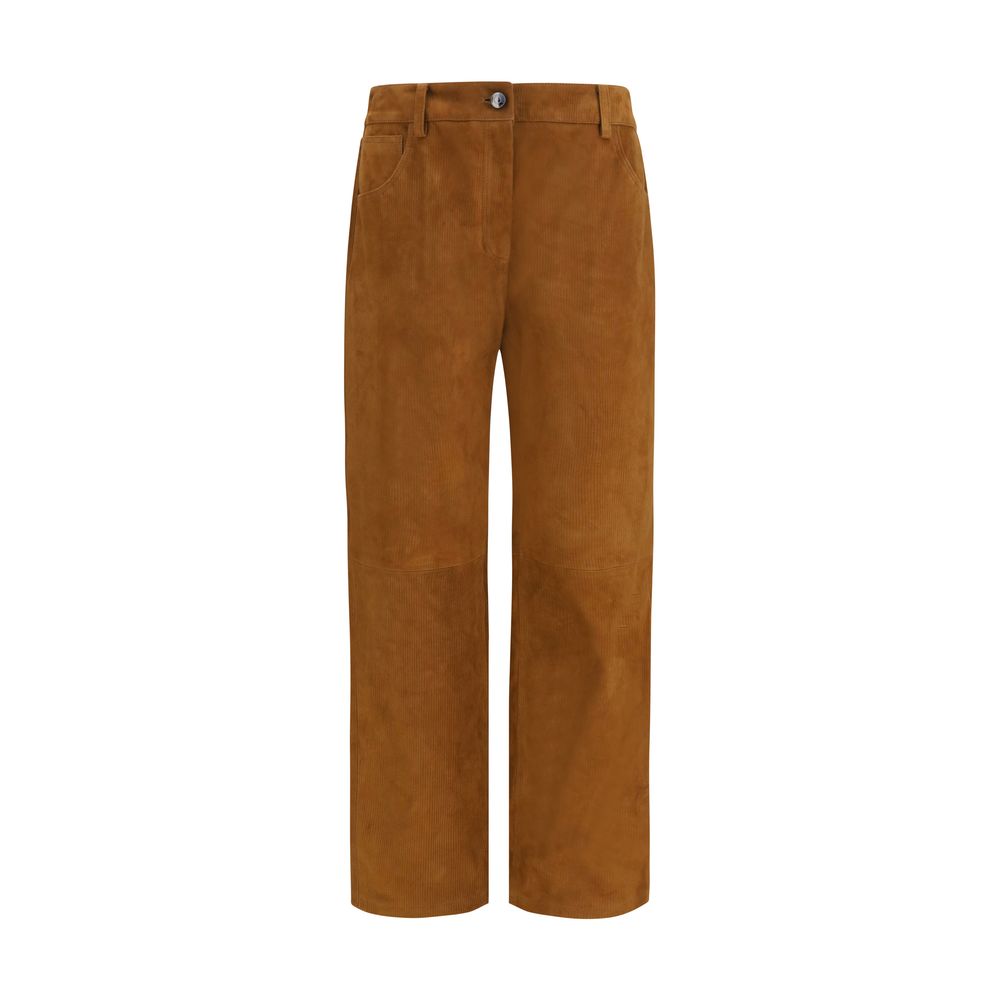 Magda Butrym Brown Lambskin Pants - Luxury Tailoring Redefined