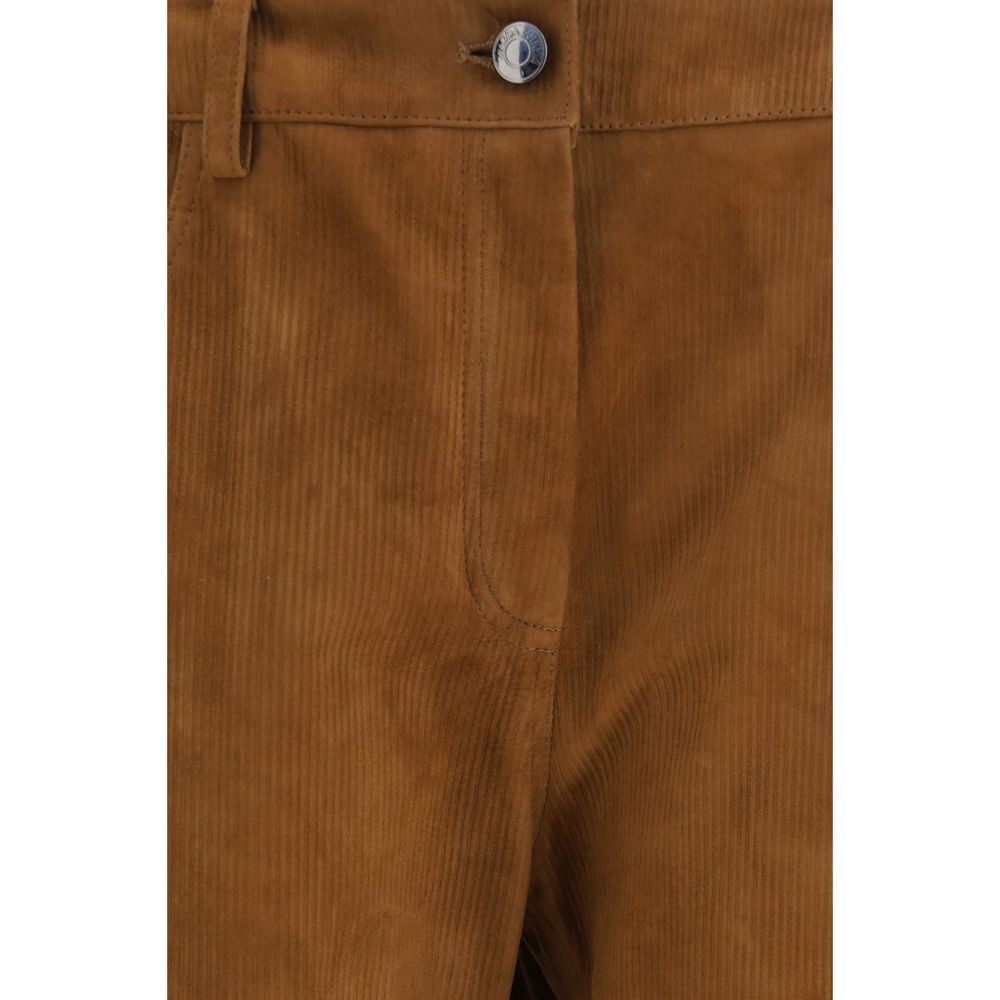 Magda Butrym Brown Lambskin Pants - Luxury Tailoring Redefined