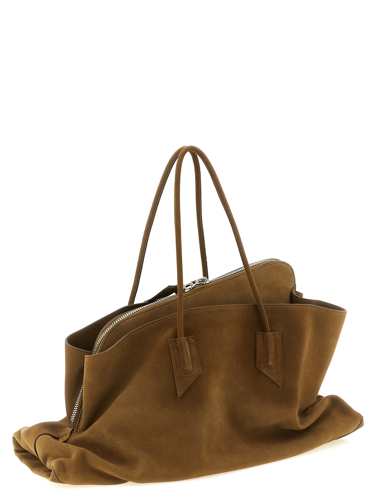 Discover The Attico's La Passeggiata Large Brown Calfskin Shoulder Bag, a masterpiece of Italian craftsmanship that elevates your style with luxurious sophistication.
