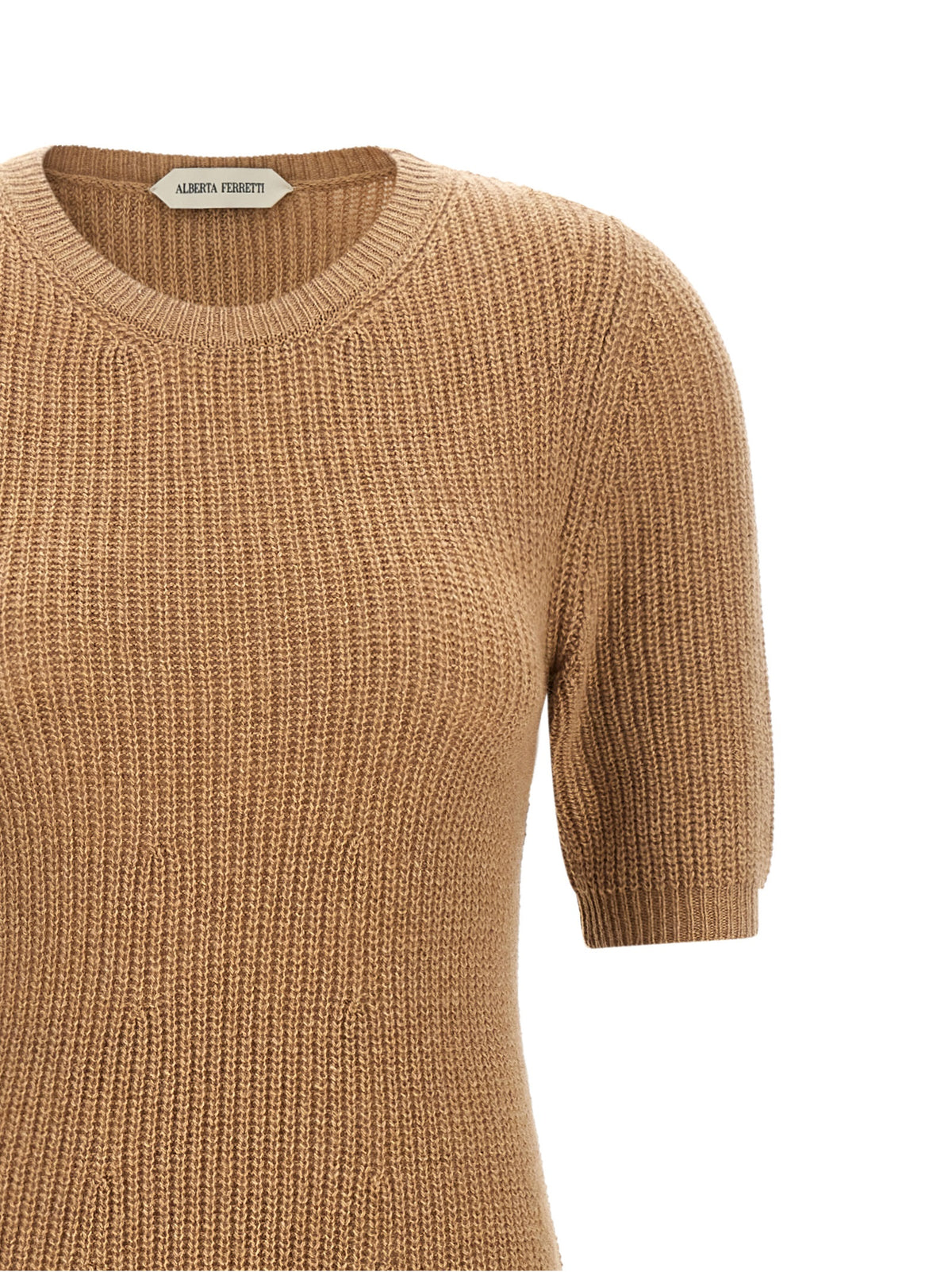 Alberta Ferretti Brown Cashmere Midi Dress - Timeless Luxury Elegance