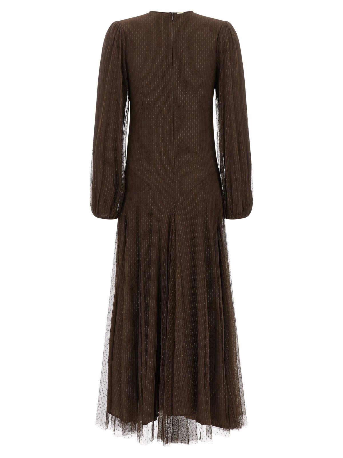Discover the Twinset Brown Polyester Long Dress, a luxurious blend of exquisite tulle plumetis and feminine elegance, perfect for captivating moments and timeless allure.