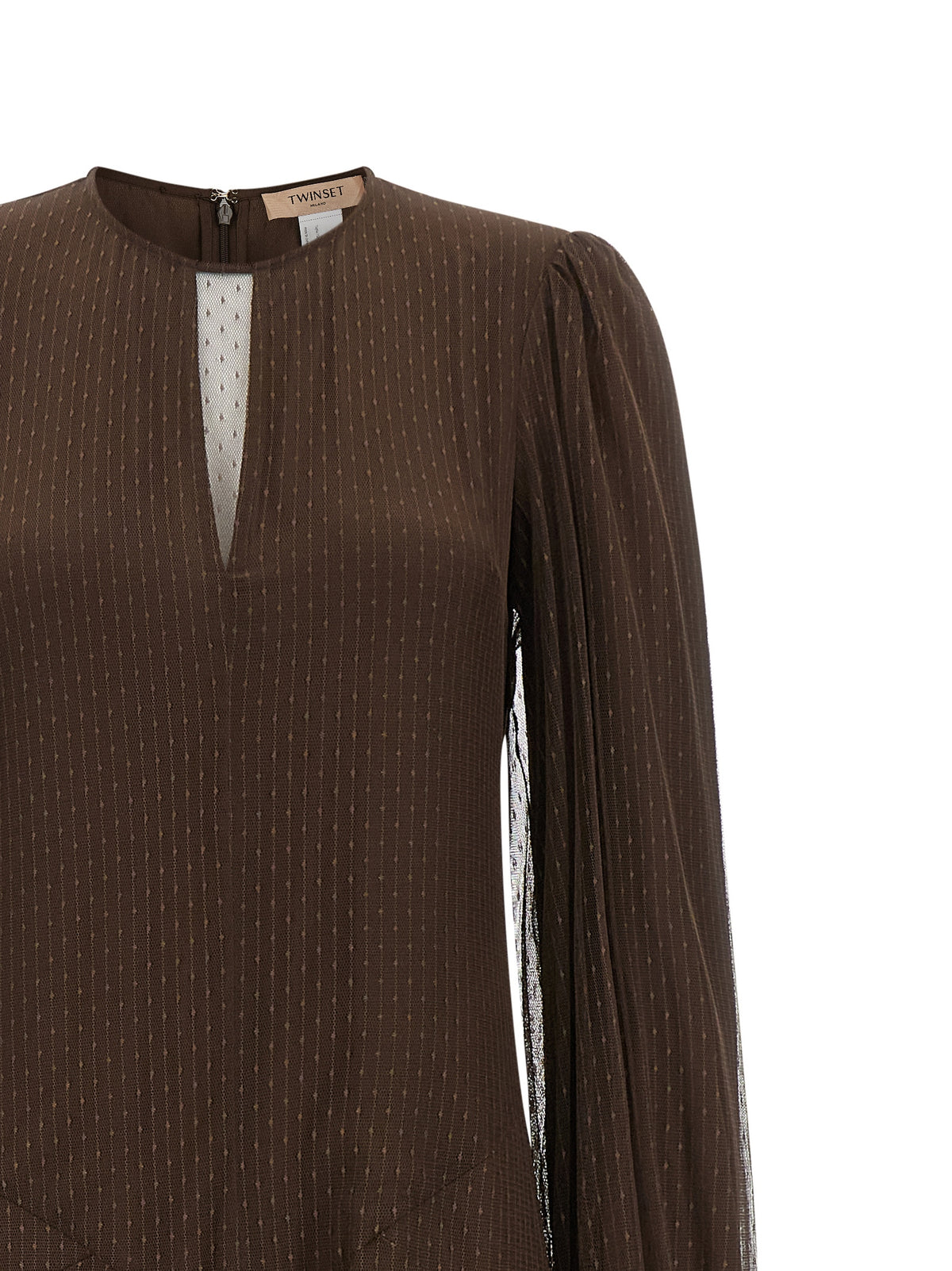 Twinset Brown Polyester Long Dress - Timeless Luxury Elegance