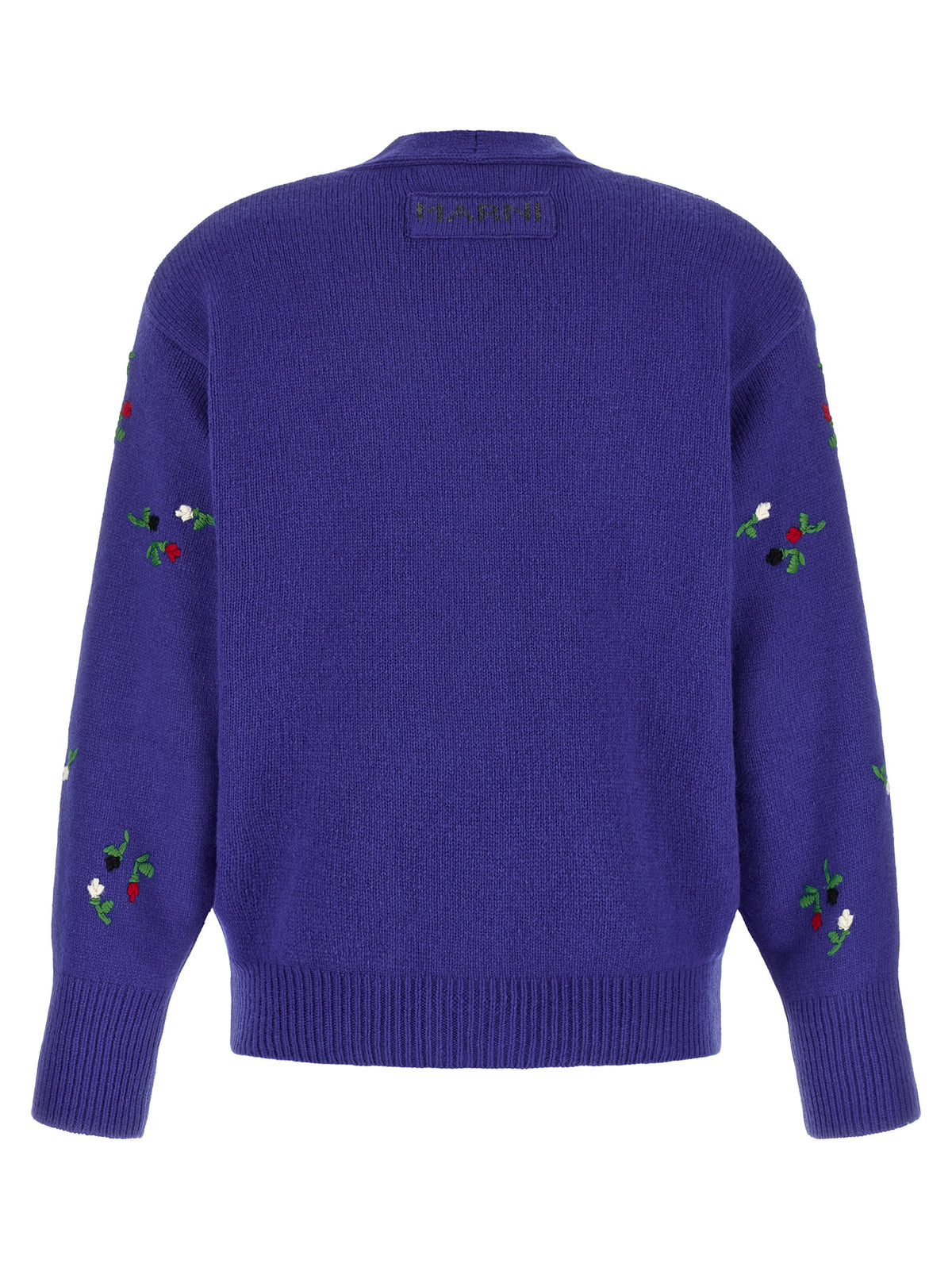 Marni Blue Virgin Wool Cardigan - Exquisite Floral Elegance