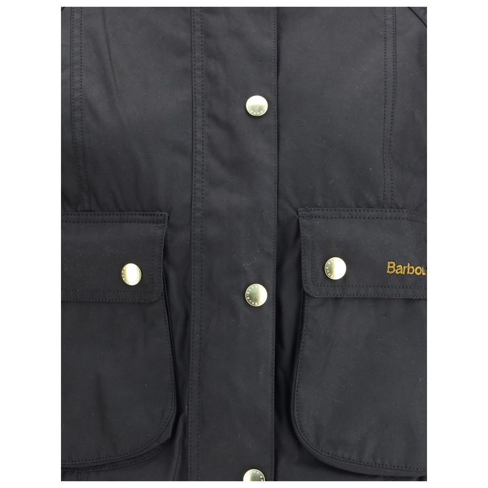Barbour Black Cotton Full-Length Jacket - Timeless Luxury Redefined