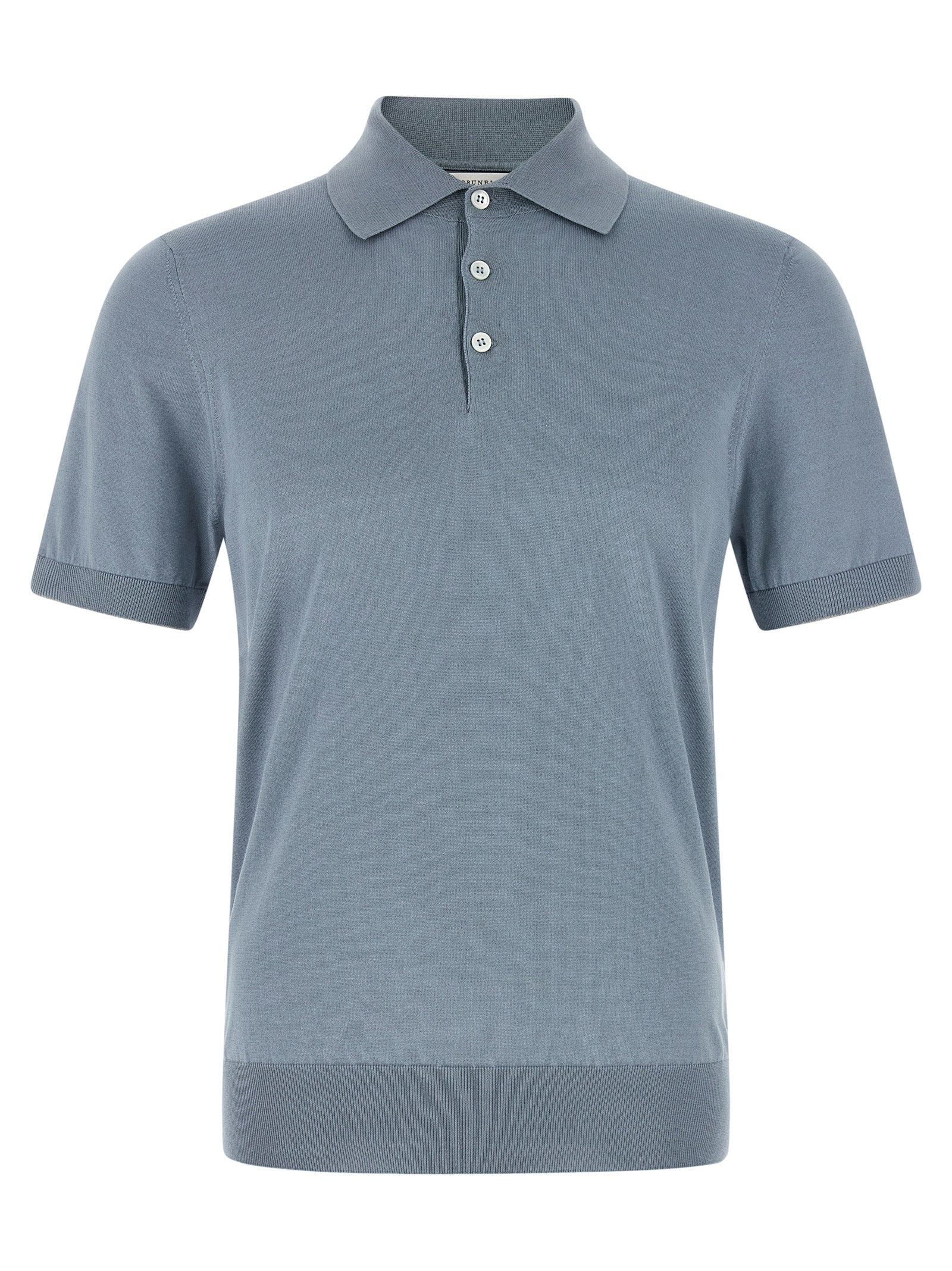 Brunello Cucinelli Blue Cotton Polo Shirt