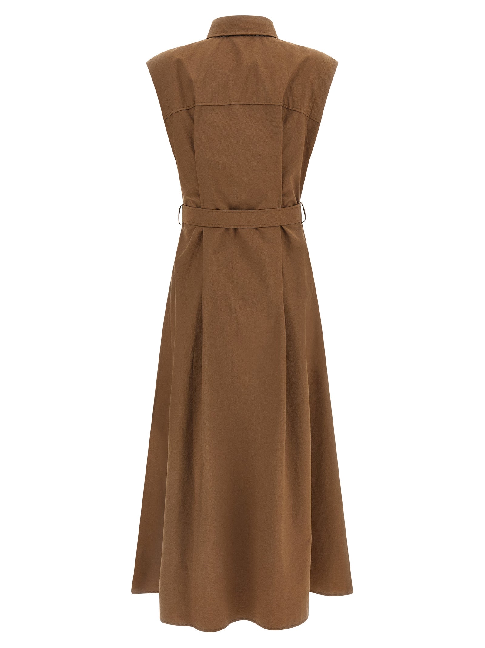 Brunello Cucinelli Brown Cotton Midi Dress - Timeless Elegance