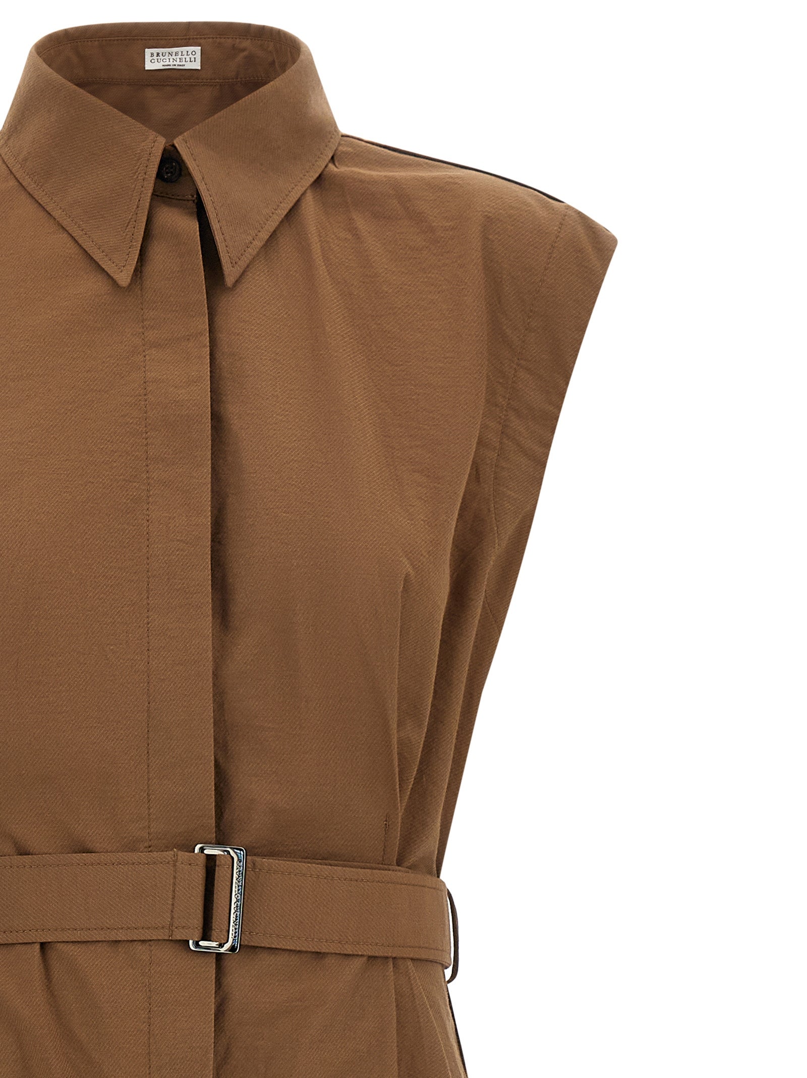 Brunello Cucinelli Brown Cotton Midi Dress - Timeless Elegance