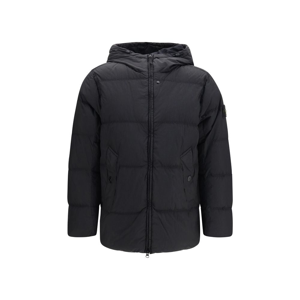 Stone Island Black Goose Down Full-Length Jacket - Luxury Redefined