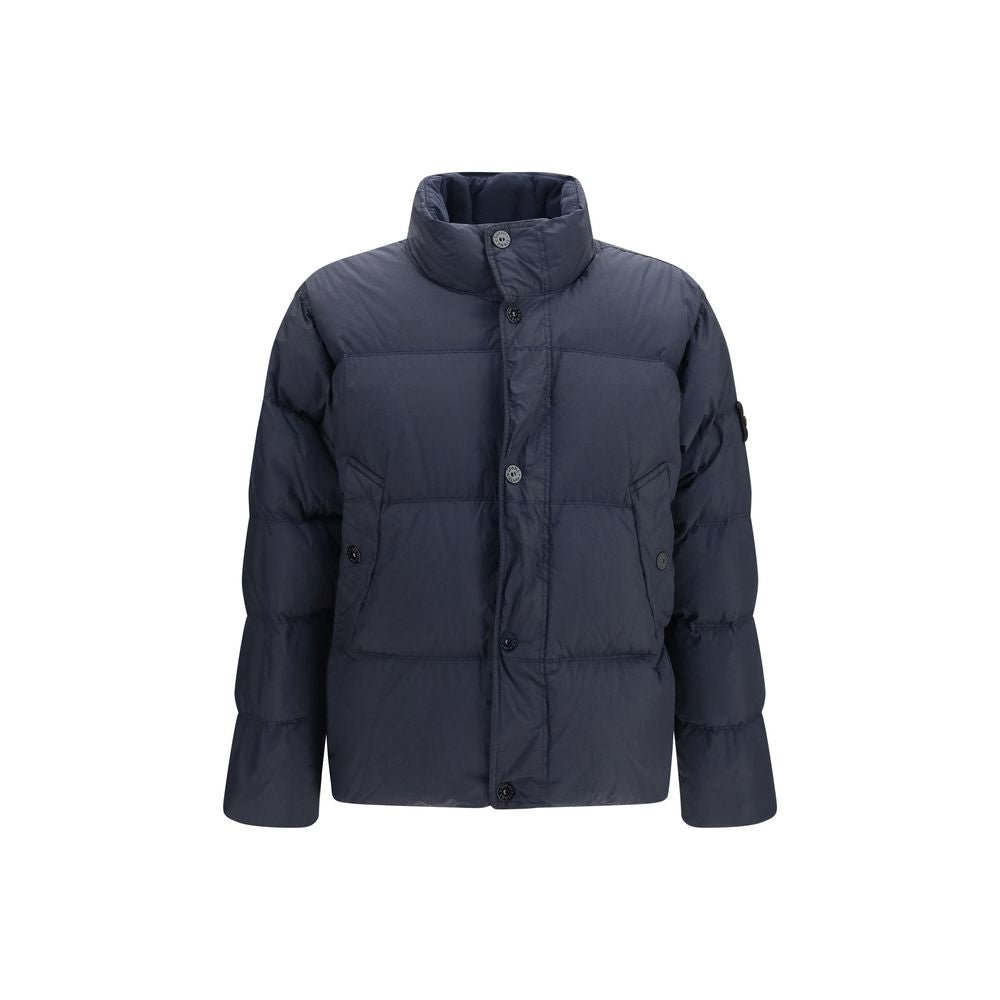 Stone Island Blue Polyamide Full-Length Jacket - Luxury Outerwear