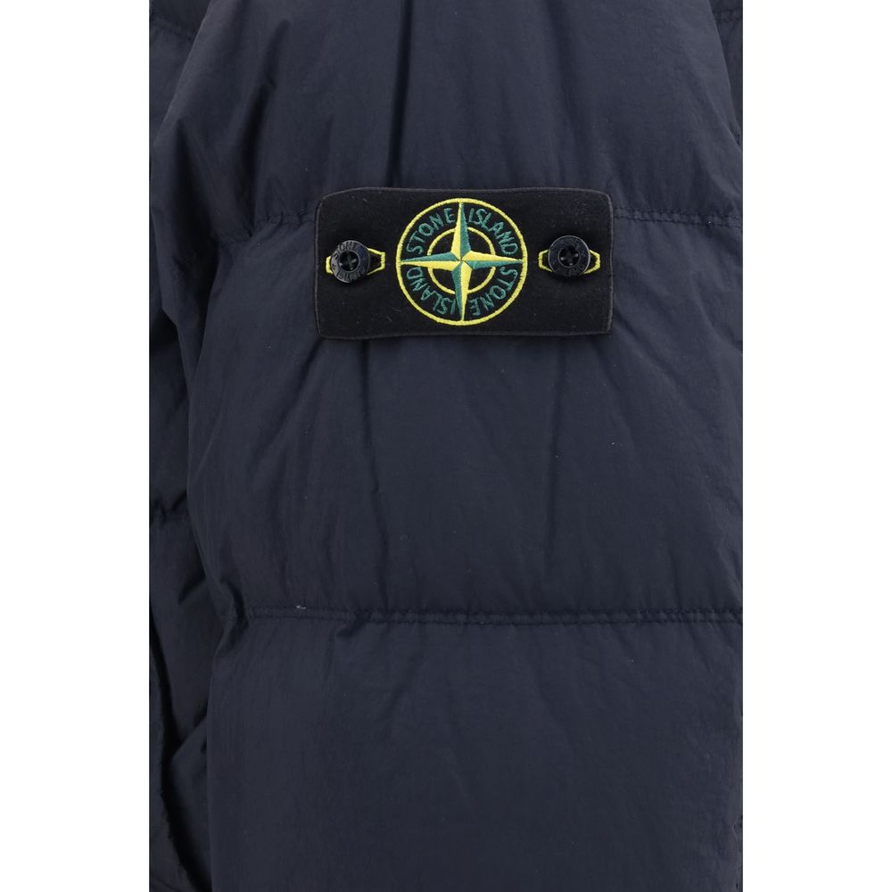 Stone Island Blue Polyamide Full-Length Jacket - Luxury Outerwear