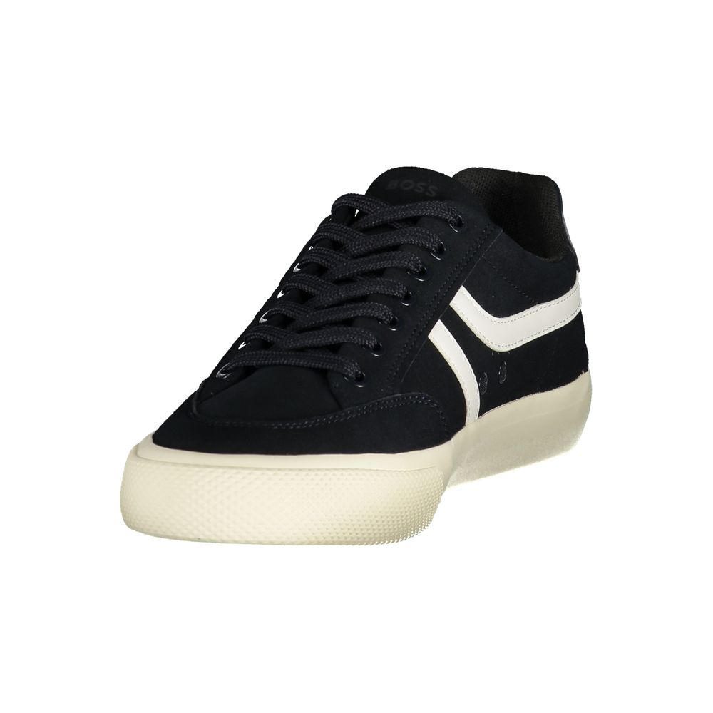Experience the allure of Hugo Boss Blue Polyurethane Men's Sneakers, where luxury meets athletic elegance in a sophisticated blue hue, crafted for the discerning individual.