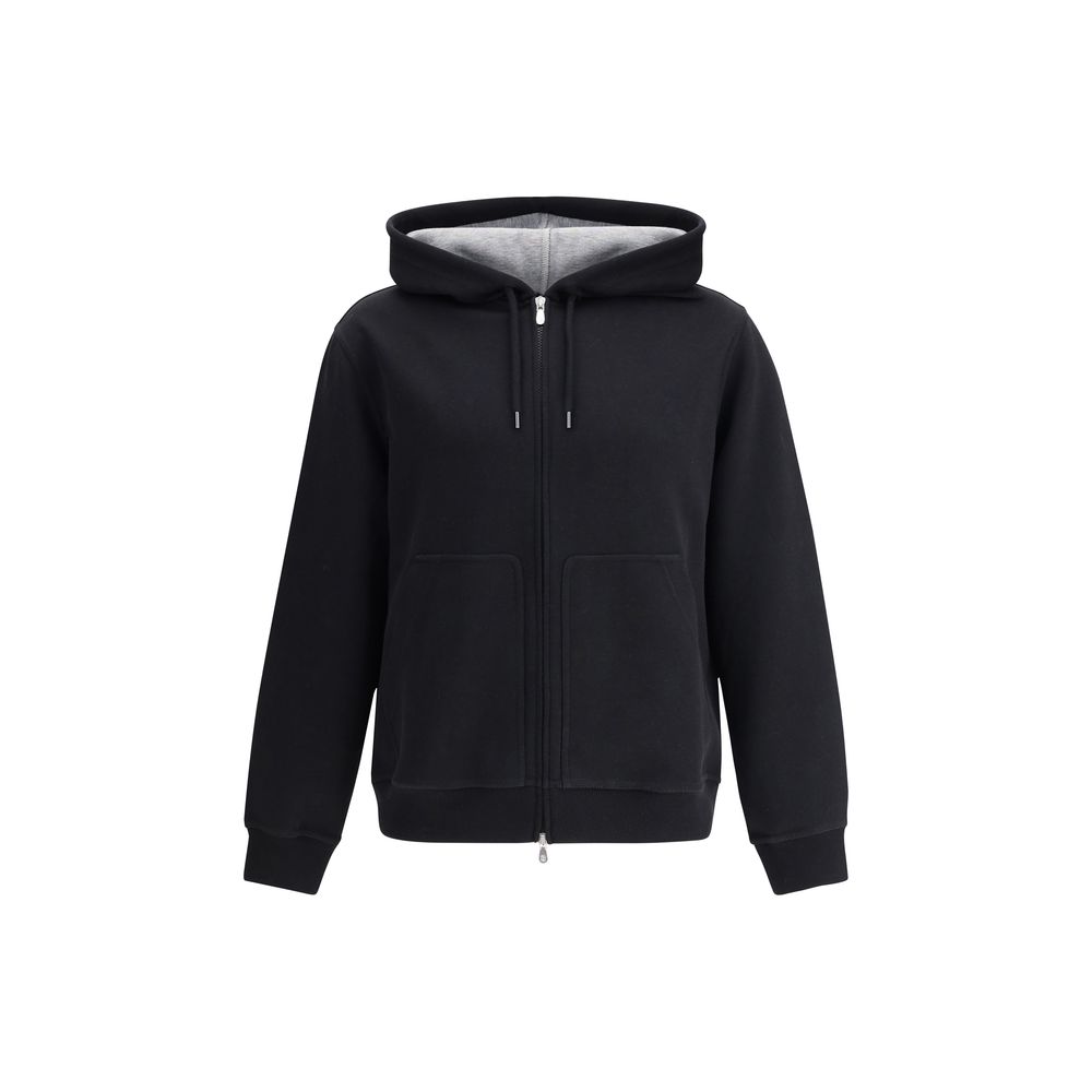 Indulge in the exquisite Brunello Cucinelli Black Cotton Sweatshirt, where luxurious materials meet minimalist elegance, perfect for the discerning individual.