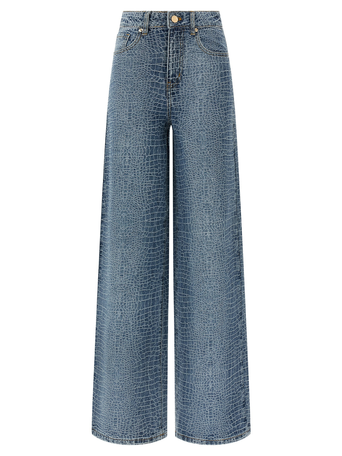 Elevate your wardrobe with Self-Portrait's Blue Cotton Jeans, where luxurious craftsmanship meets a unique crocodile weave, perfect for the discerning individual.