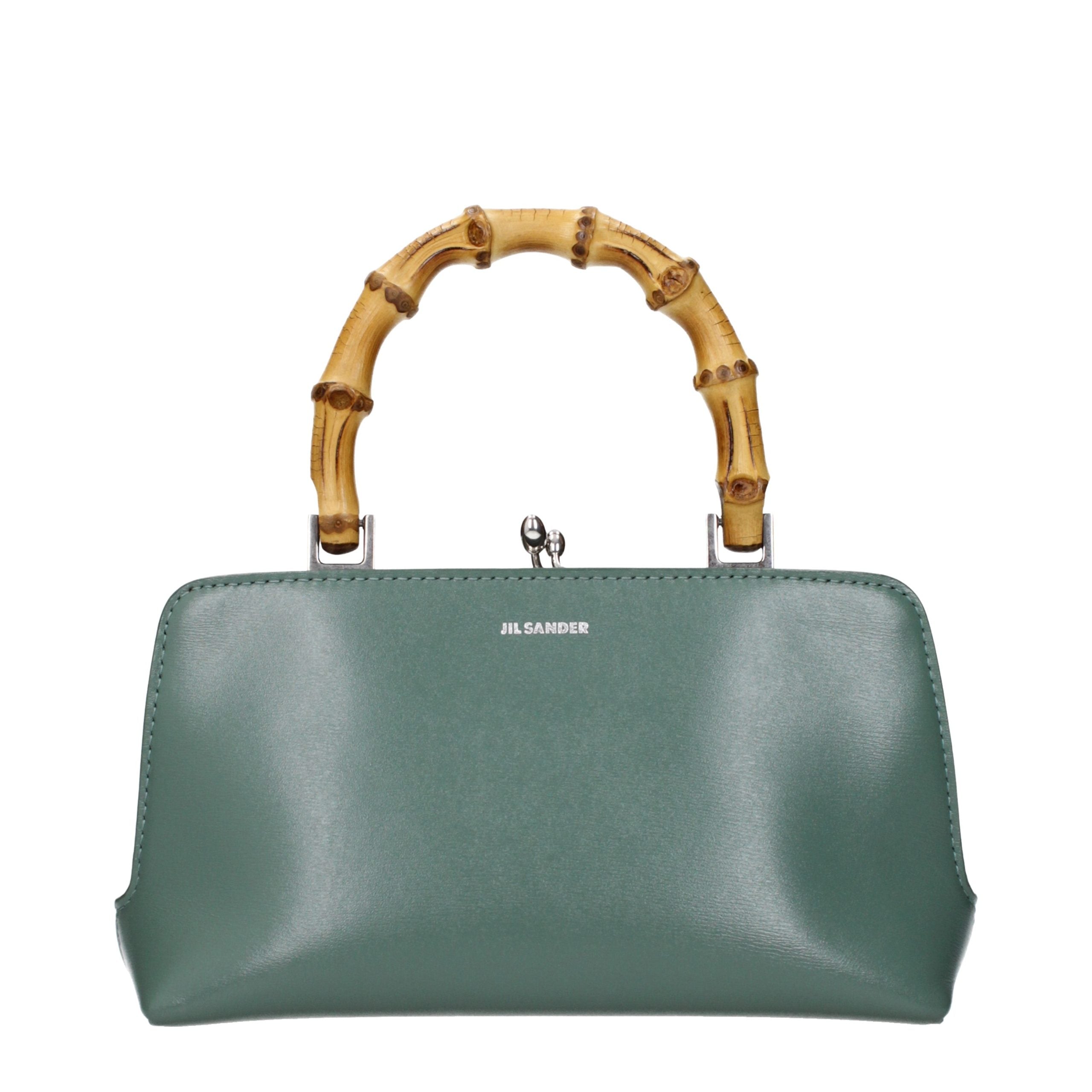 Indulge in the Jil Sander Green Leather Handbag, a timeless luxury accessory that embodies sophistication and versatility, perfect for the discerning individual.