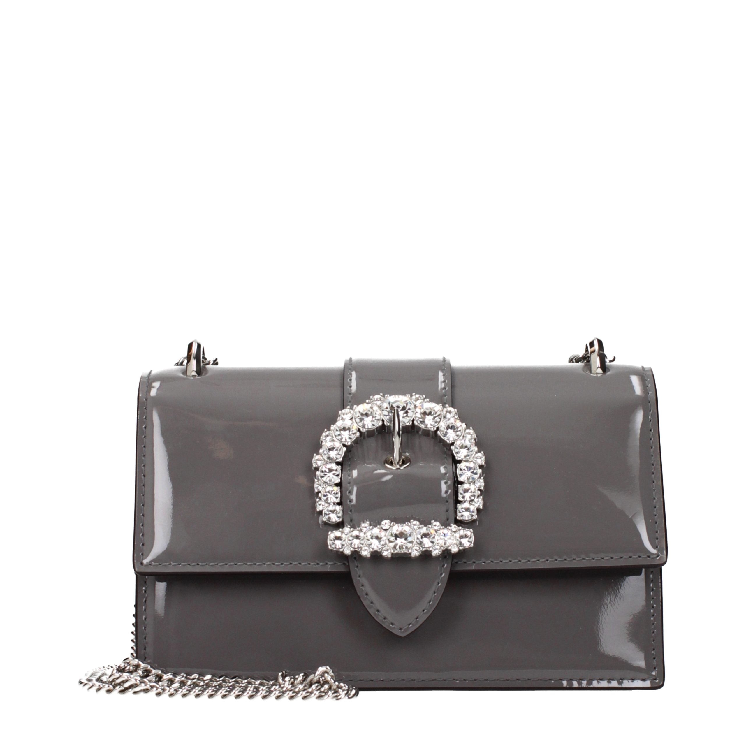 Elevate your style with the Jimmy Choo Gray Leather Shoulder Bag, a masterpiece of patent leather craftsmanship that embodies timeless luxury and sophistication.