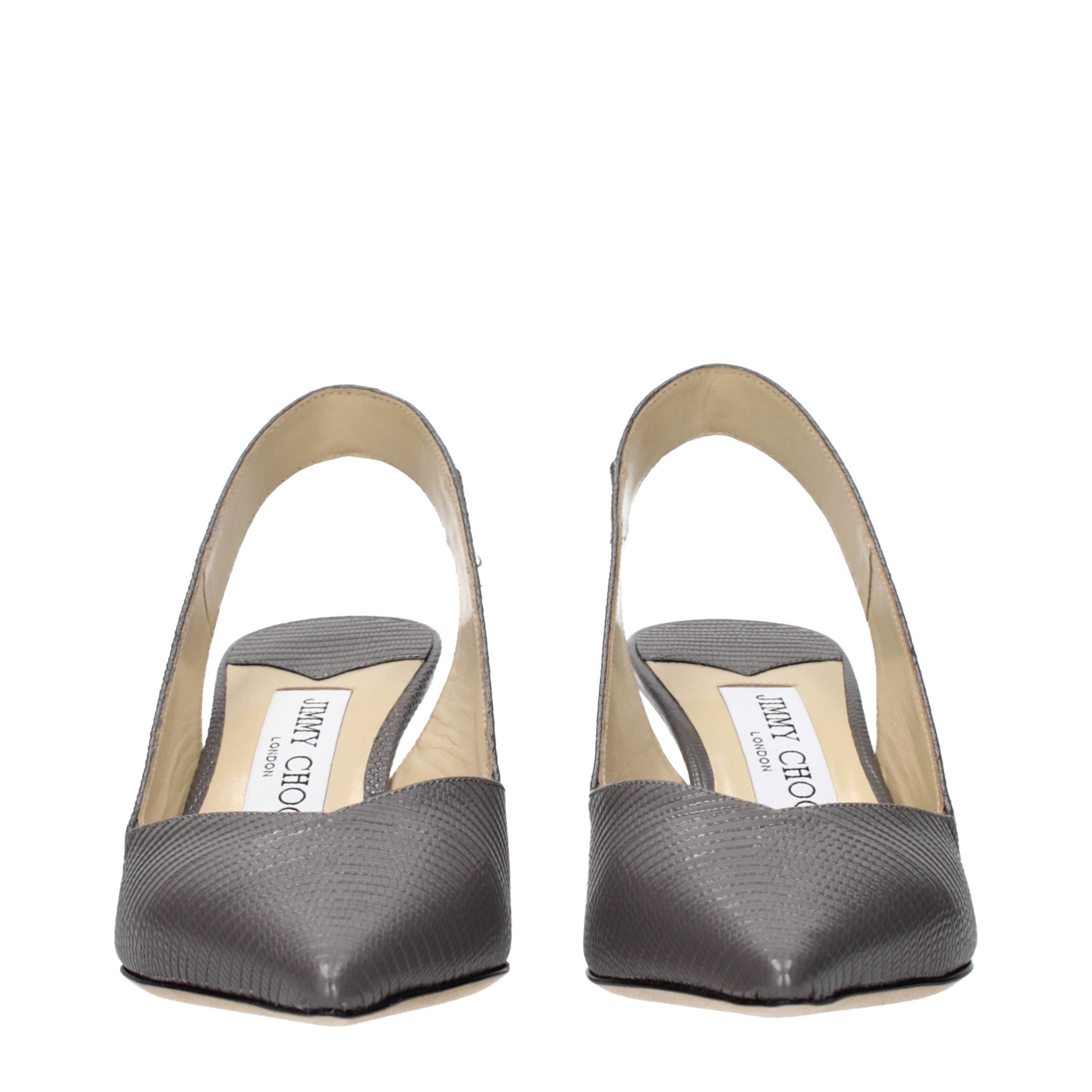 Step into unparalleled elegance with Jimmy Choo Gray Leather High Heel Pumps, where exquisite craftsmanship meets timeless allure, perfect for every sophisticated occasion.