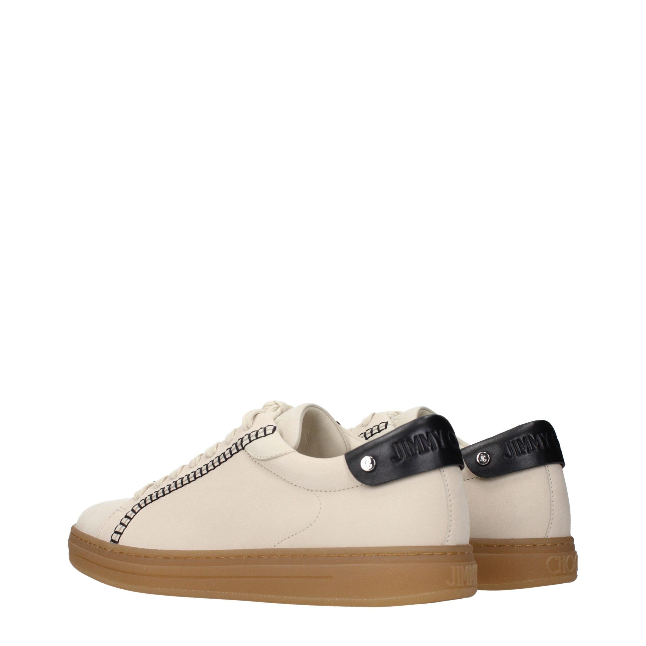 Elevate your style with Jimmy Choo Beige Leather Sneakers, where exquisite craftsmanship meets timeless elegance, perfect for the discerning individual.