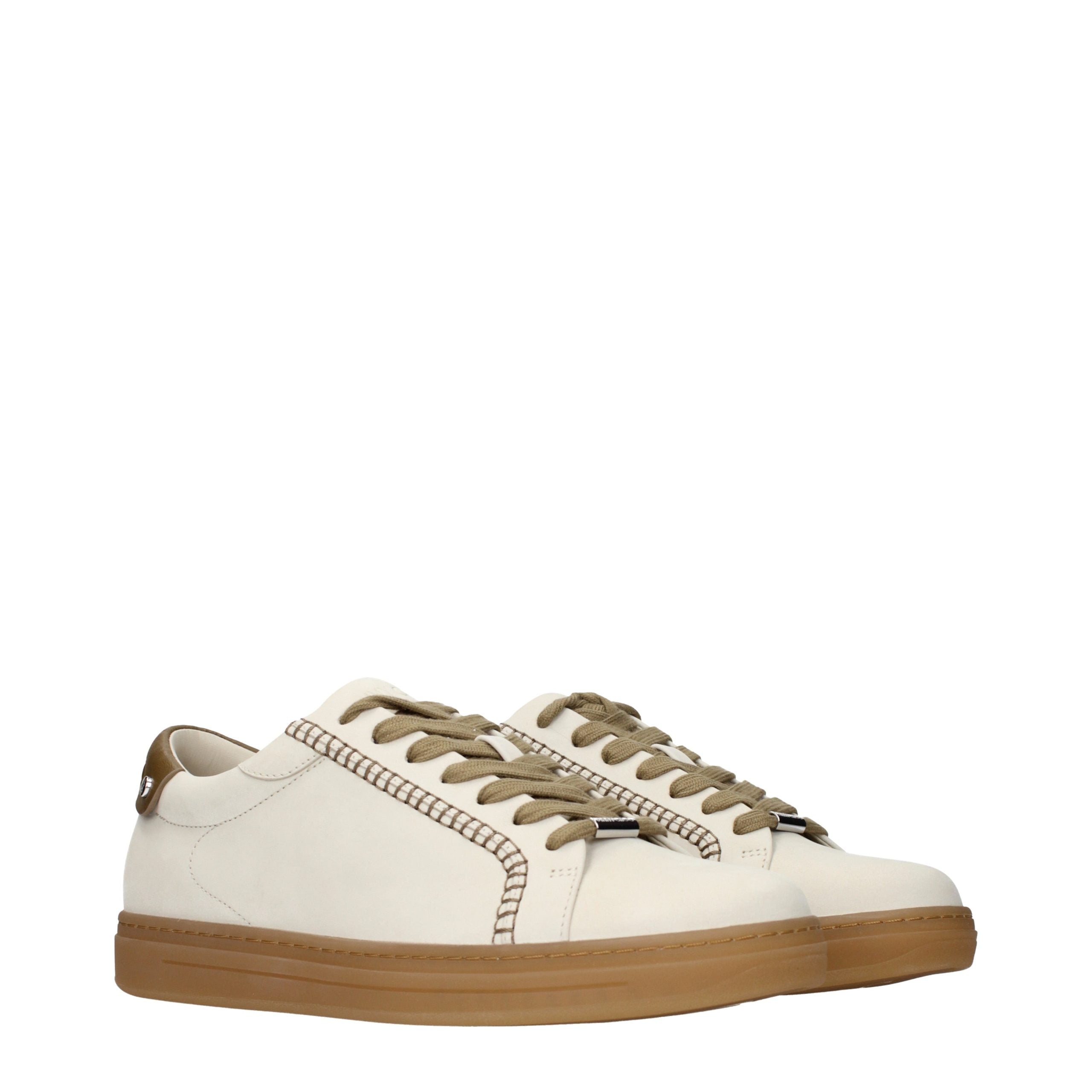 Elevate your style with Jimmy Choo Beige Leather Sneakers, where timeless elegance meets modern craftsmanship, perfect for the discerning individual seeking luxury.