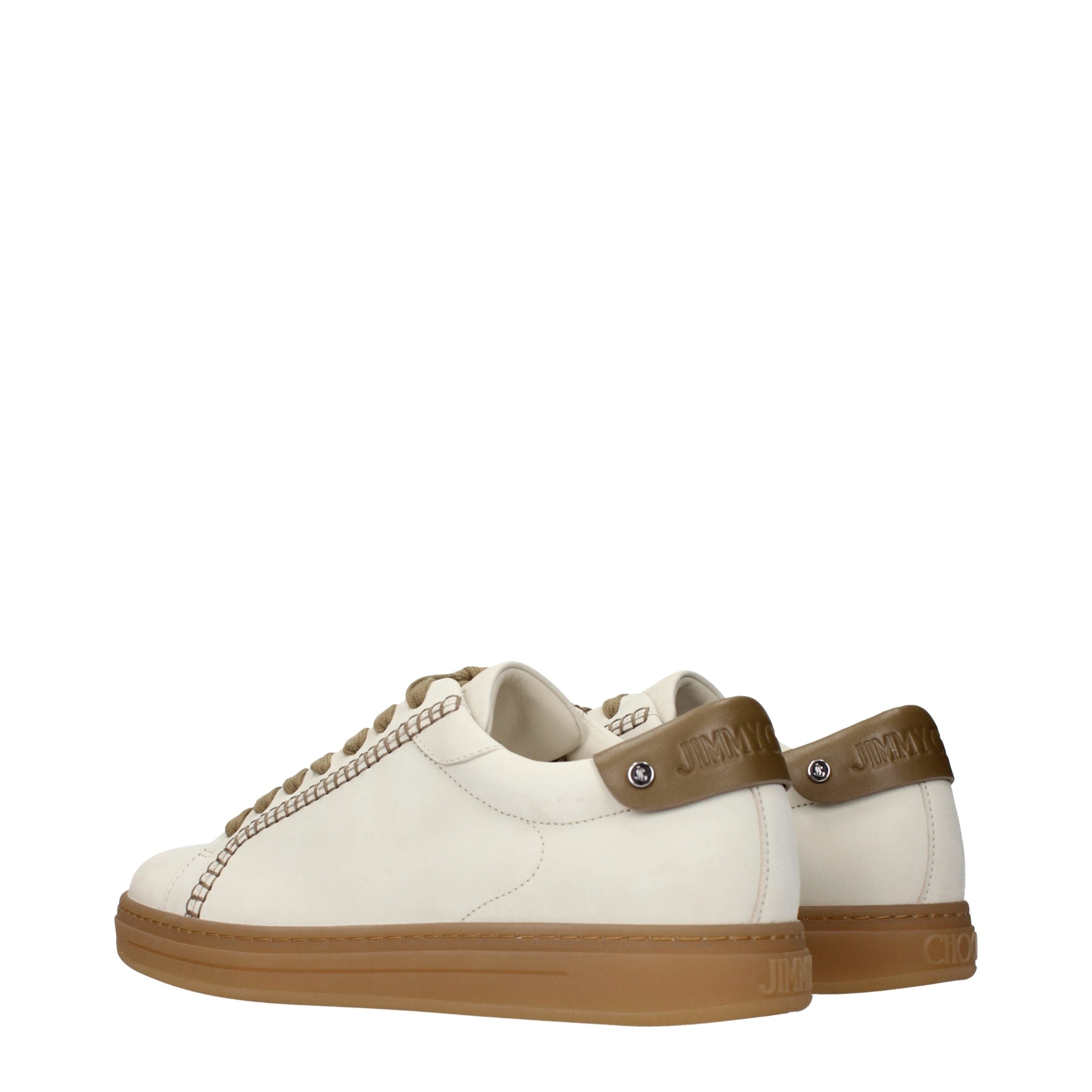 Elevate your style with Jimmy Choo Beige Leather Sneakers, where exquisite craftsmanship meets timeless elegance, perfect for the discerning individual seeking luxury.